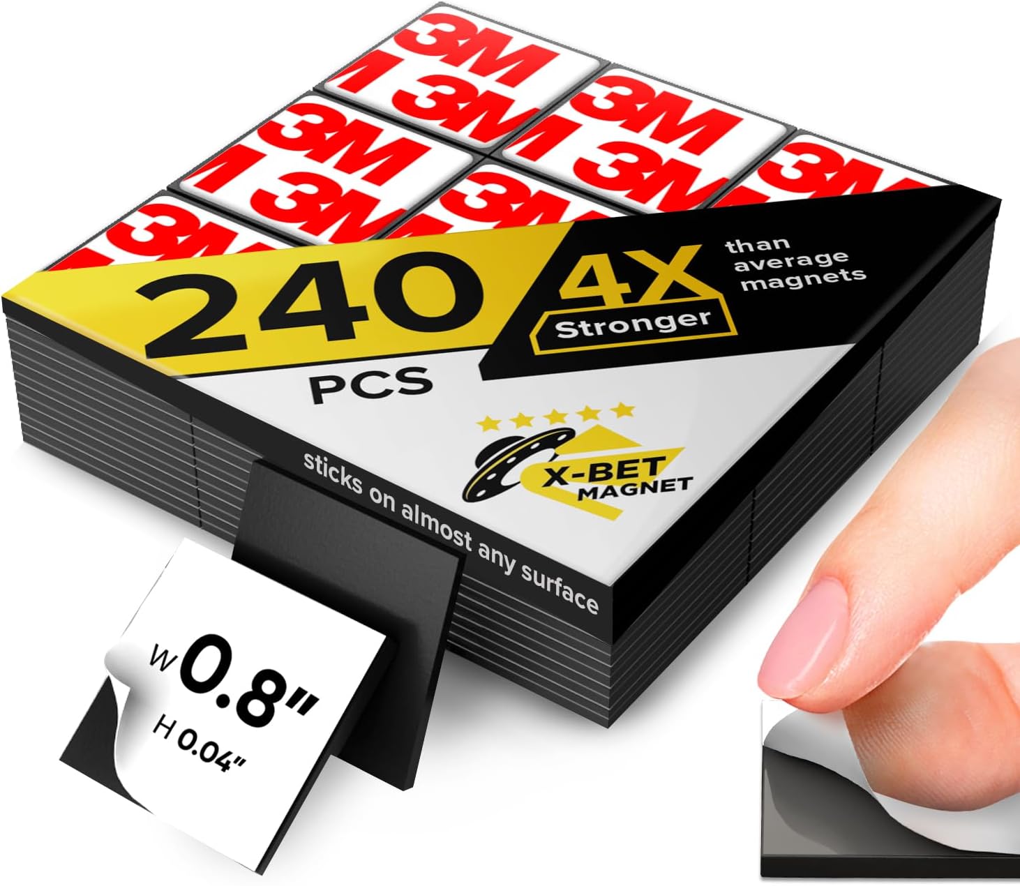 Hyper-Sticky Magnets with Adhesive Backing - Strong Magnetic Squares for Whiteboard, Fridge, Crafts - Easy to Cut Stickers for Planning and Organization