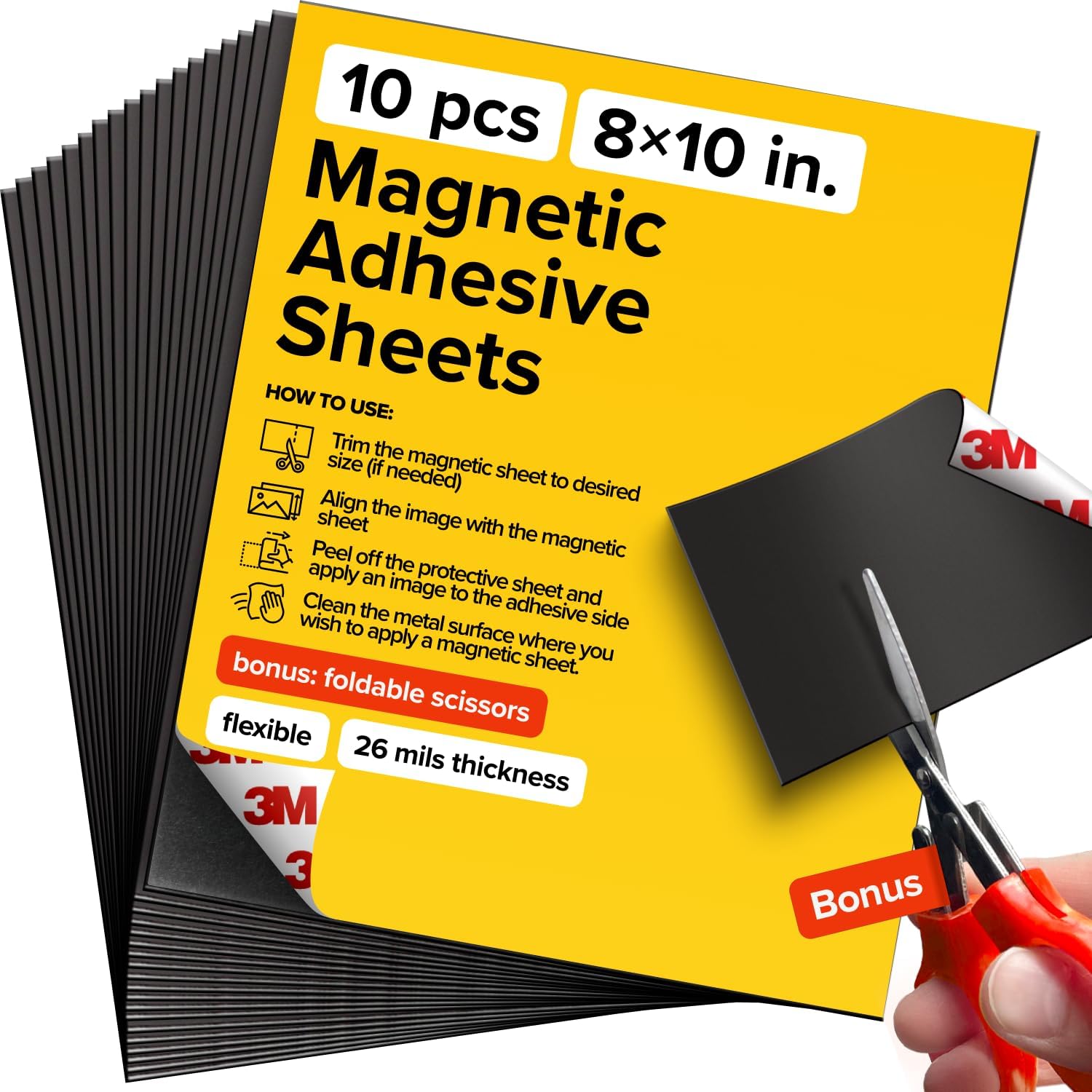 DIY Craft Magnetic Sheets with adhesive backing - Adhesive Sheets for Magnetic Stickers and Photos - 100% Customizable