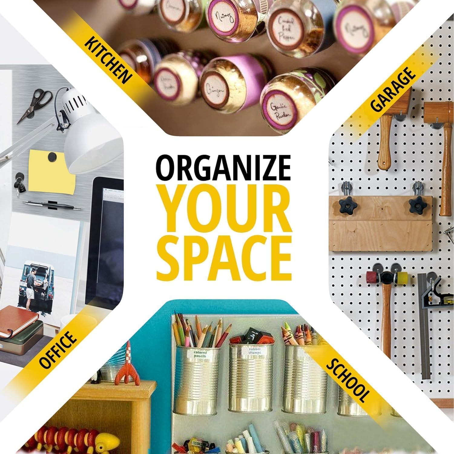 Adhesive Magnets - Ferrite Magnetic - 100 Pieces - Round Disc - Strong Sticky Adhesive Backing - Ceramic - 1"x0.15"