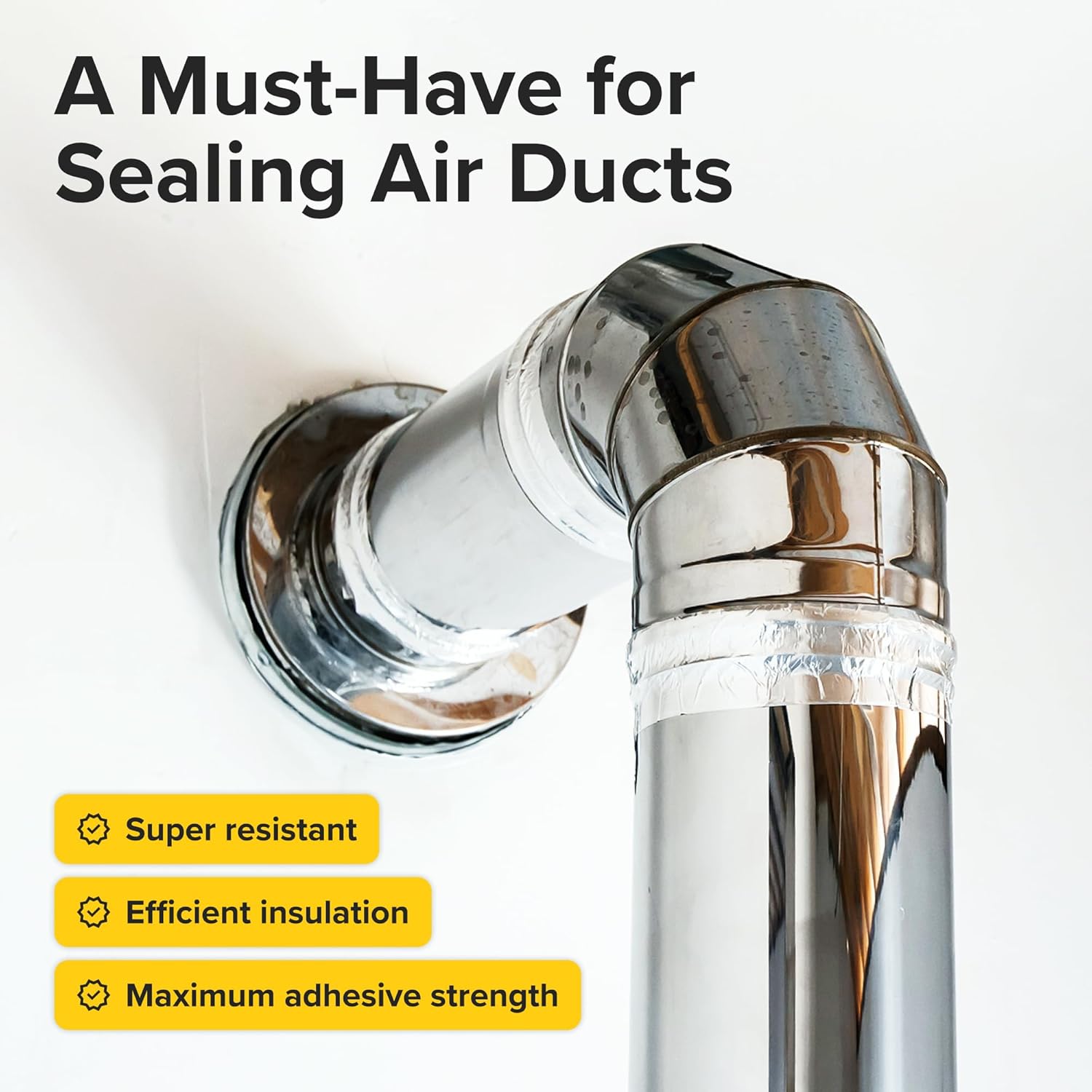 Aluminum Foil Tape - 2 Inch x 210 Feet x 3.6 Mil - Heavy Duty, Waterproof, High Temperature Insulation Adhesive for HVAC