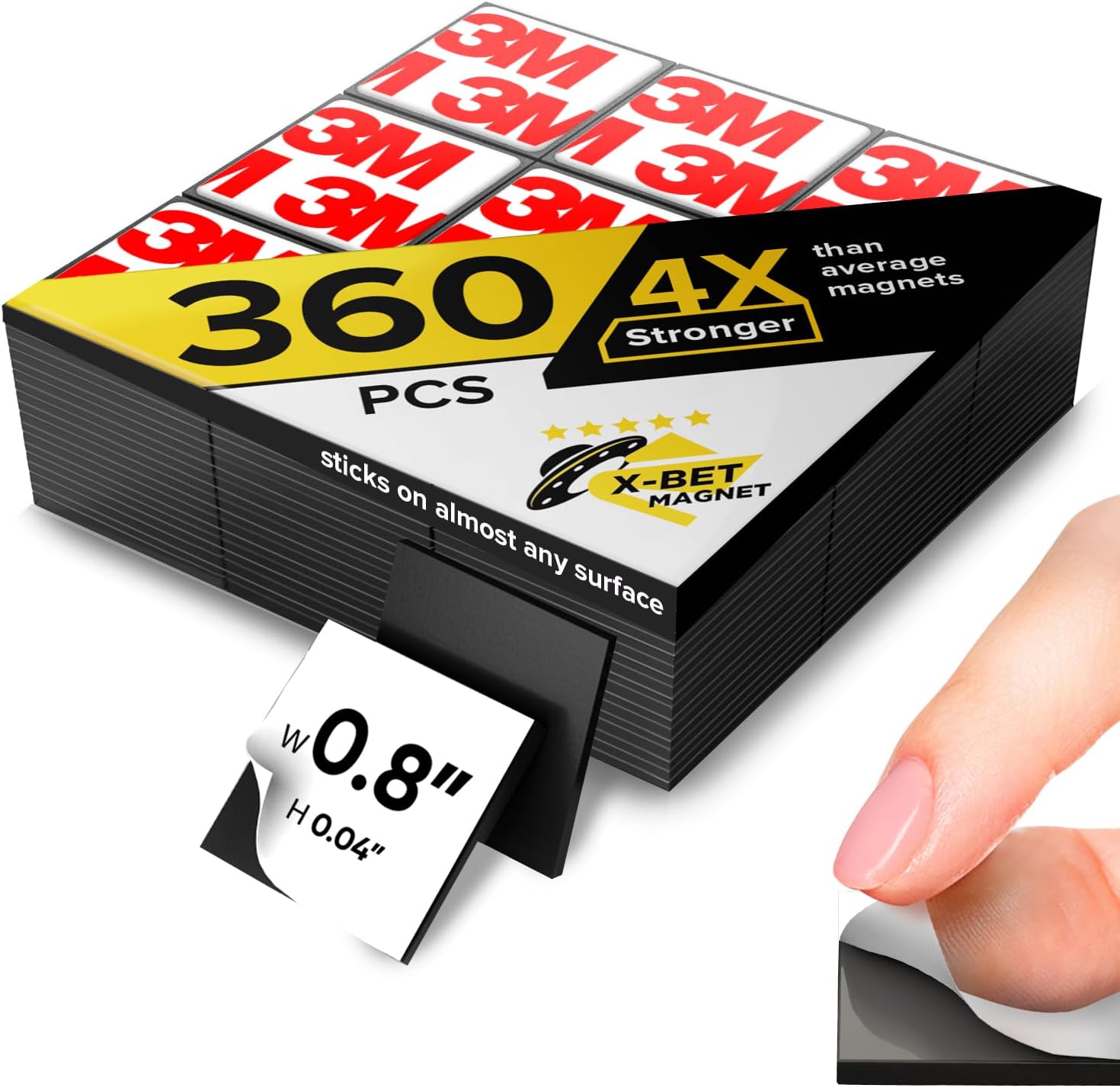 Hyper-Sticky Magnets with Adhesive Backing - Strong Magnetic Squares for Whiteboard, Fridge, Crafts - Easy to Cut Stickers for Planning and Organization