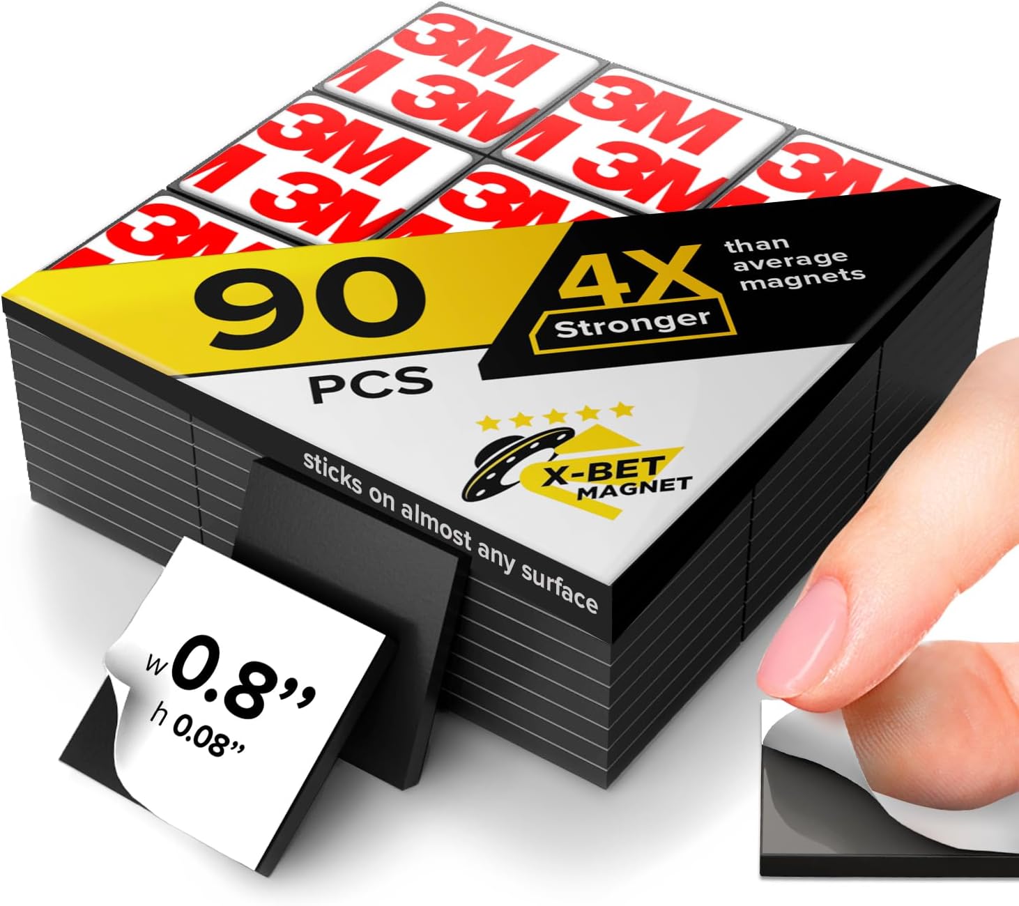 Hyper-Sticky Magnets with Adhesive Backing - Strong Magnetic Squares for Whiteboard, Fridge, Crafts - Easy to Cut Stickers for Planning and Organization