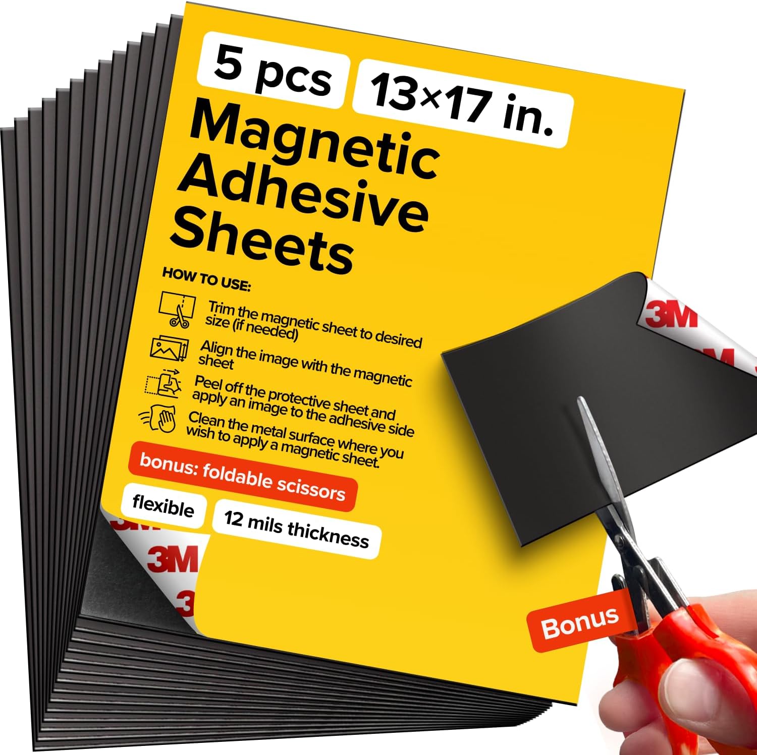 DIY Craft Magnetic Sheets with adhesive backing - Adhesive Sheets for Magnetic Stickers and Photos - 100% Customizable