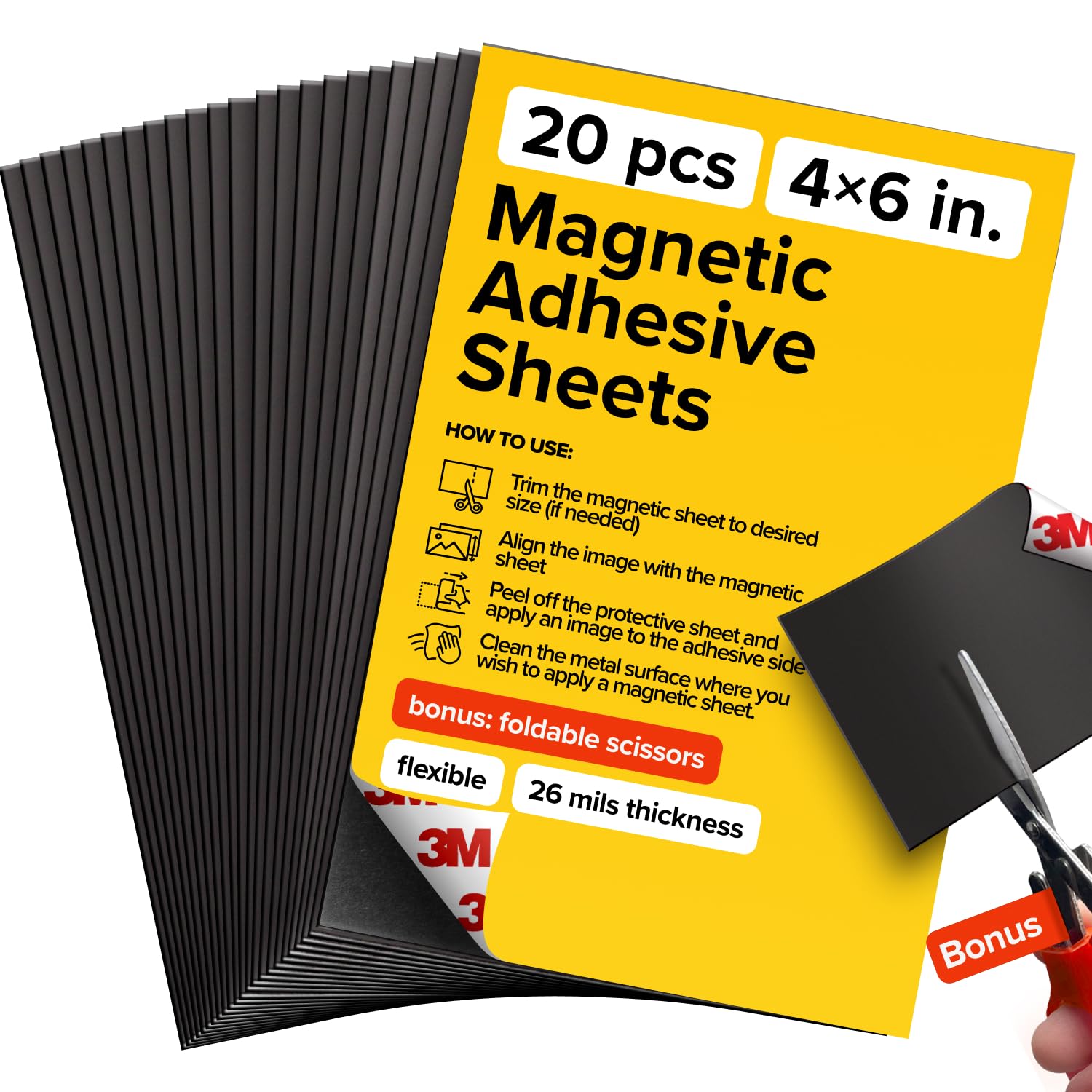 DIY Craft Magnetic Sheets with adhesive backing - Adhesive Sheets for Magnetic Stickers and Photos - 100% Customizable