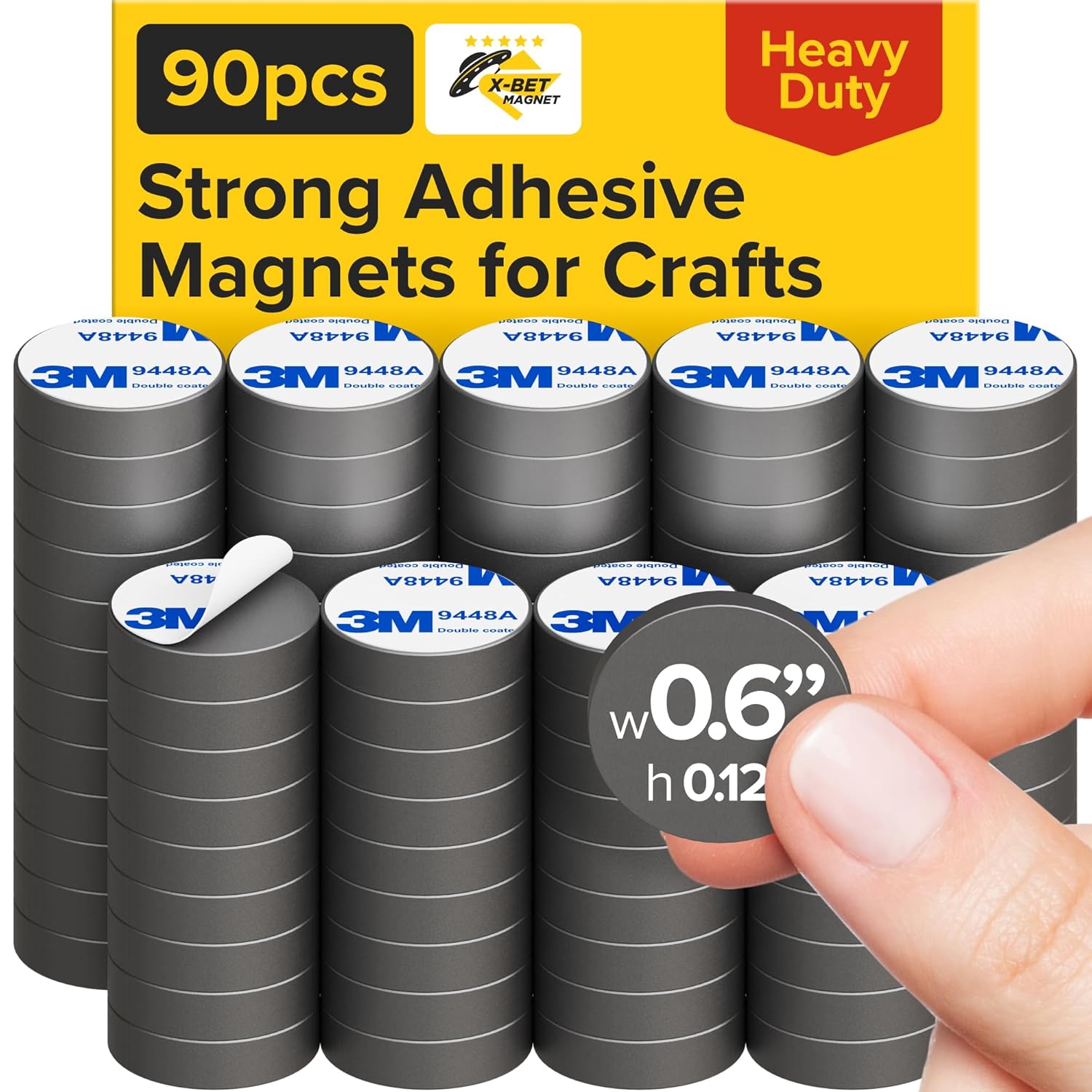 Adhesive Magnets - Ferrite Magnetic - Round Disc - Strong Sticky Adhesive Backing - Ceramic
