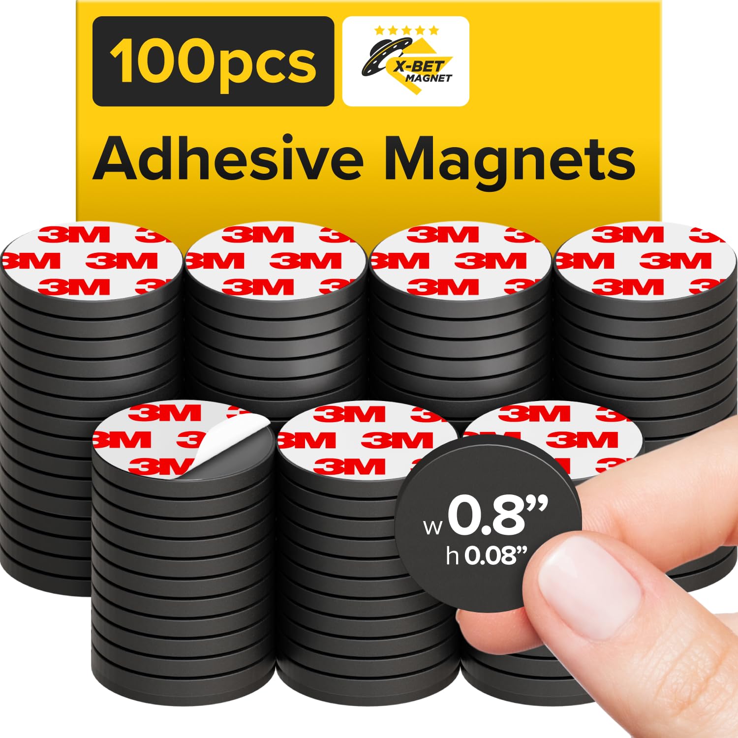 X-bet MAGNET Round Flexible Magnets with Adhesive Backing - (100pcs 0.8"x0.08") Magnetic Dots for Whiteboard, Fridge - Stickers for Planning and Organization - Teacher Must Have - Teacher Supplies
