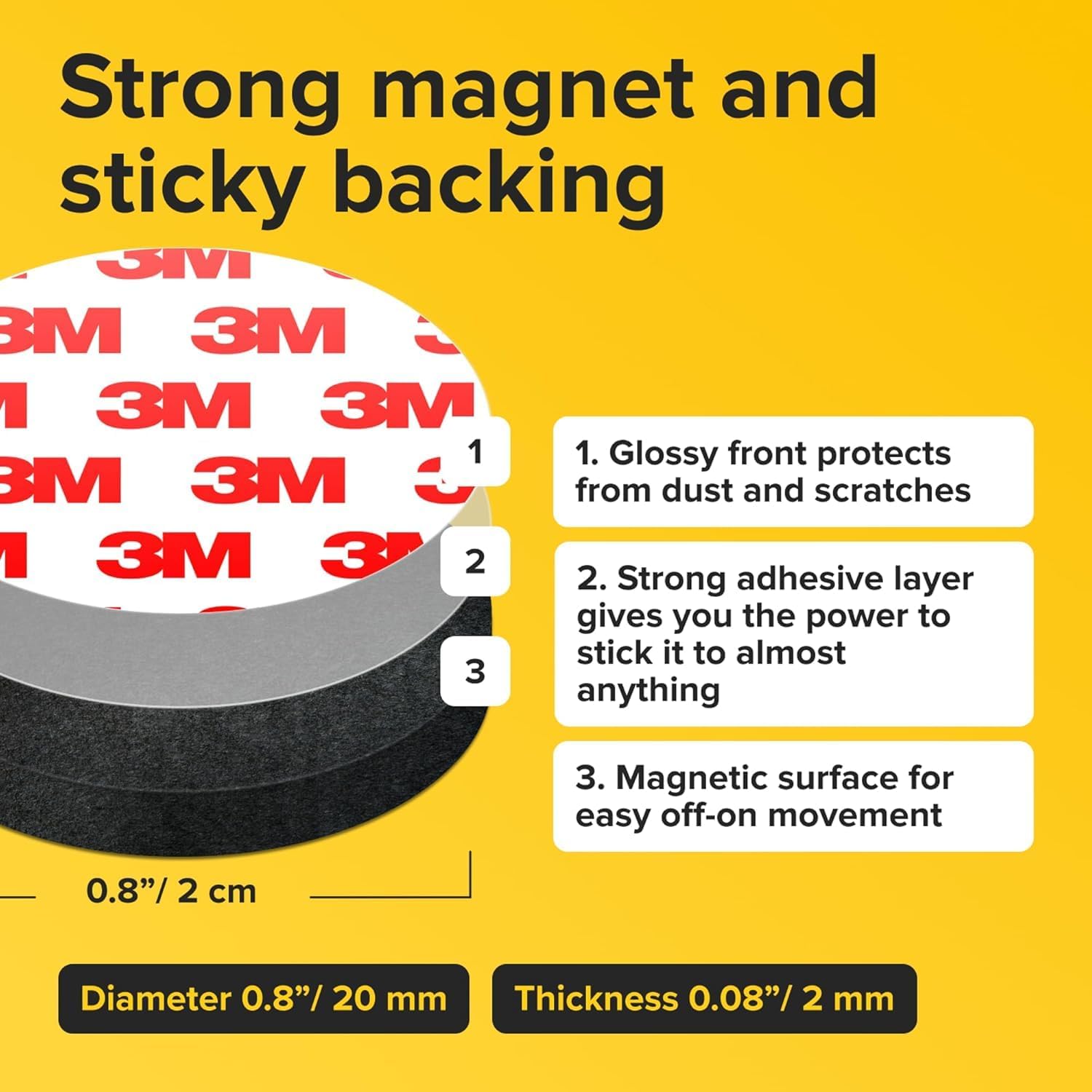 X-bet MAGNET Round Flexible Magnets with Adhesive Backing - (100pcs 0.8"x0.08") Magnetic Dots for Whiteboard, Fridge - Stickers for Planning and Organization - Teacher Must Have - Teacher Supplies