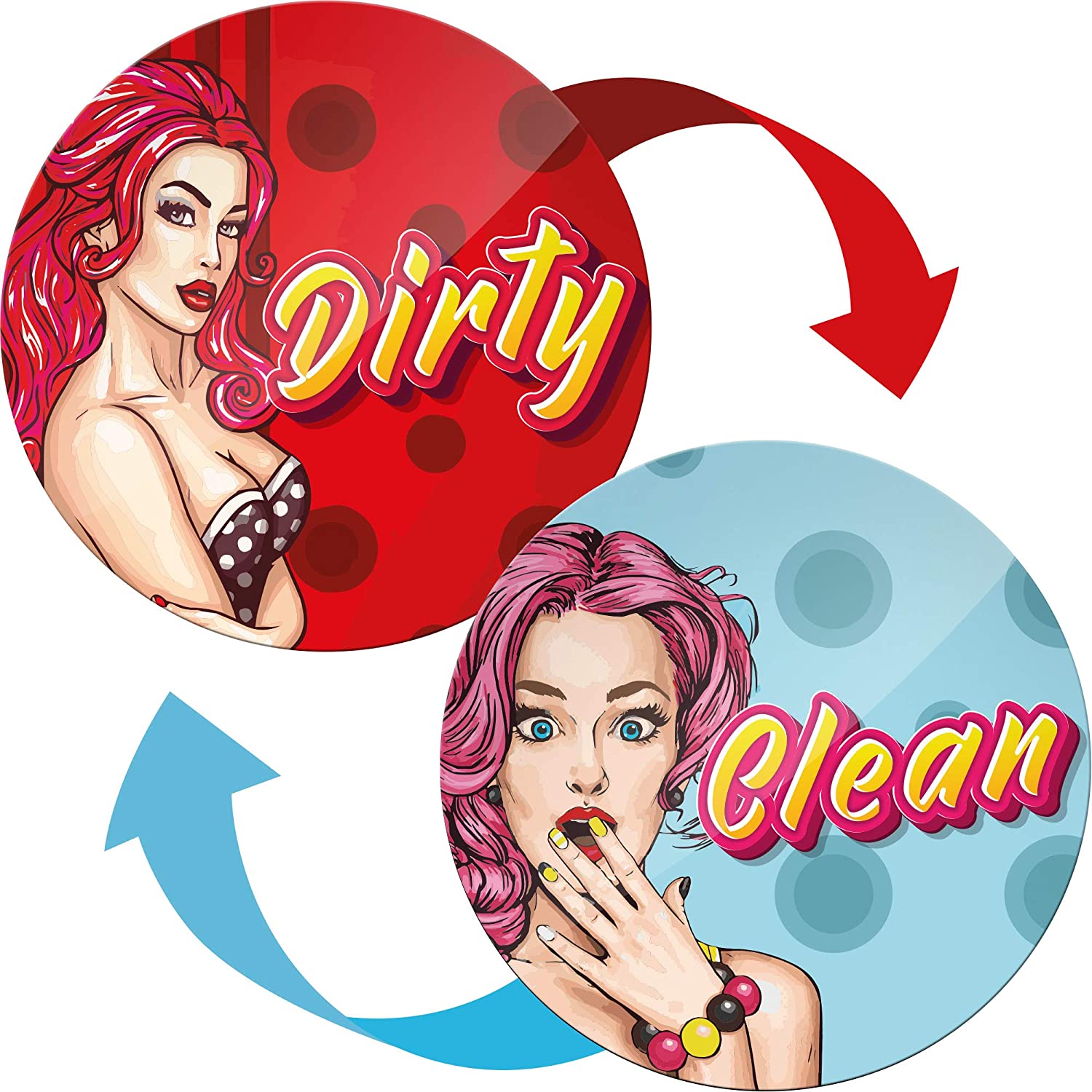 Dishwasher Magnet Clean Dirty Retro Pinup - Creative Gifts - Kitchen Magnet - Housewarming Gifts New Home