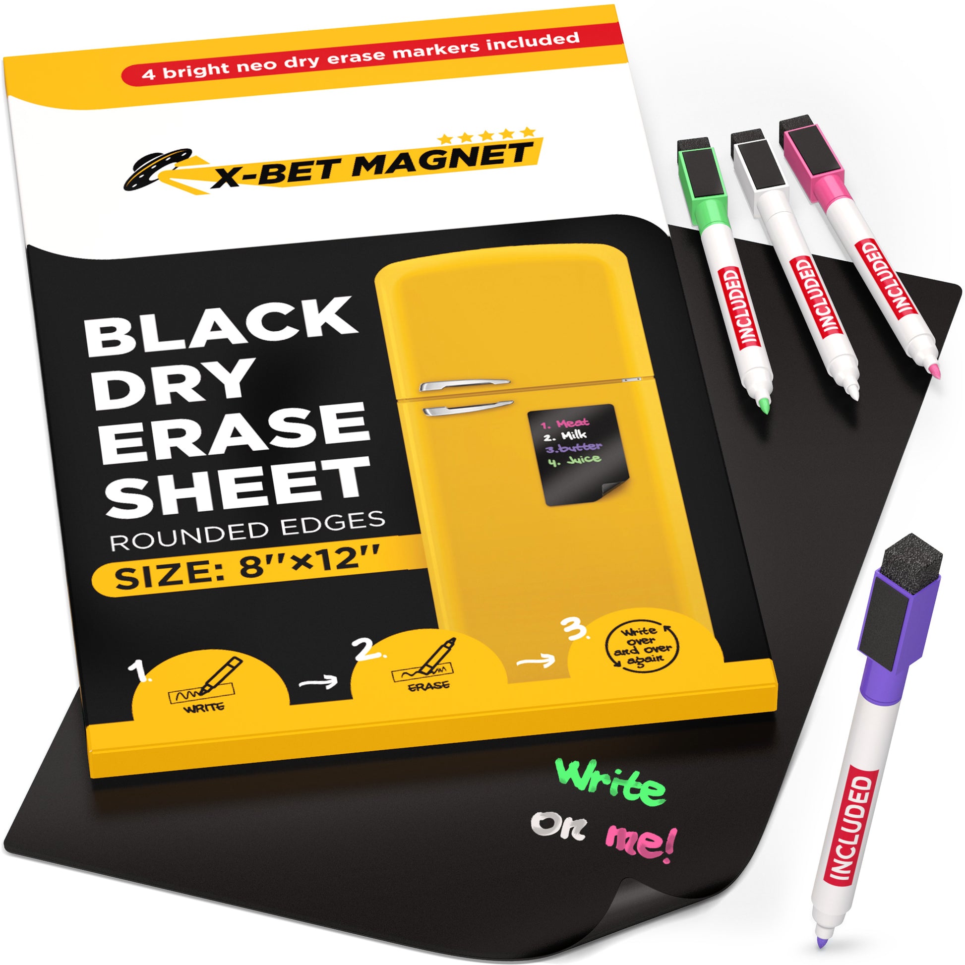 Black Dry Erase Sheet 12" x 8"