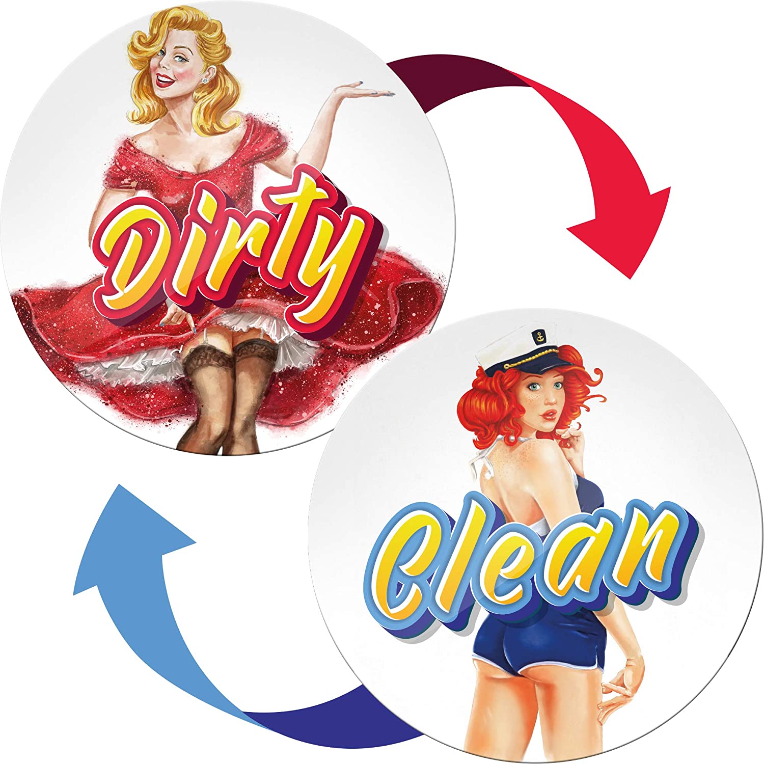 Clean Dirty Dishwasher Magnet Retro Pinup - Housewarming Gifts New Home - Creative Gifts for Husband from Wife