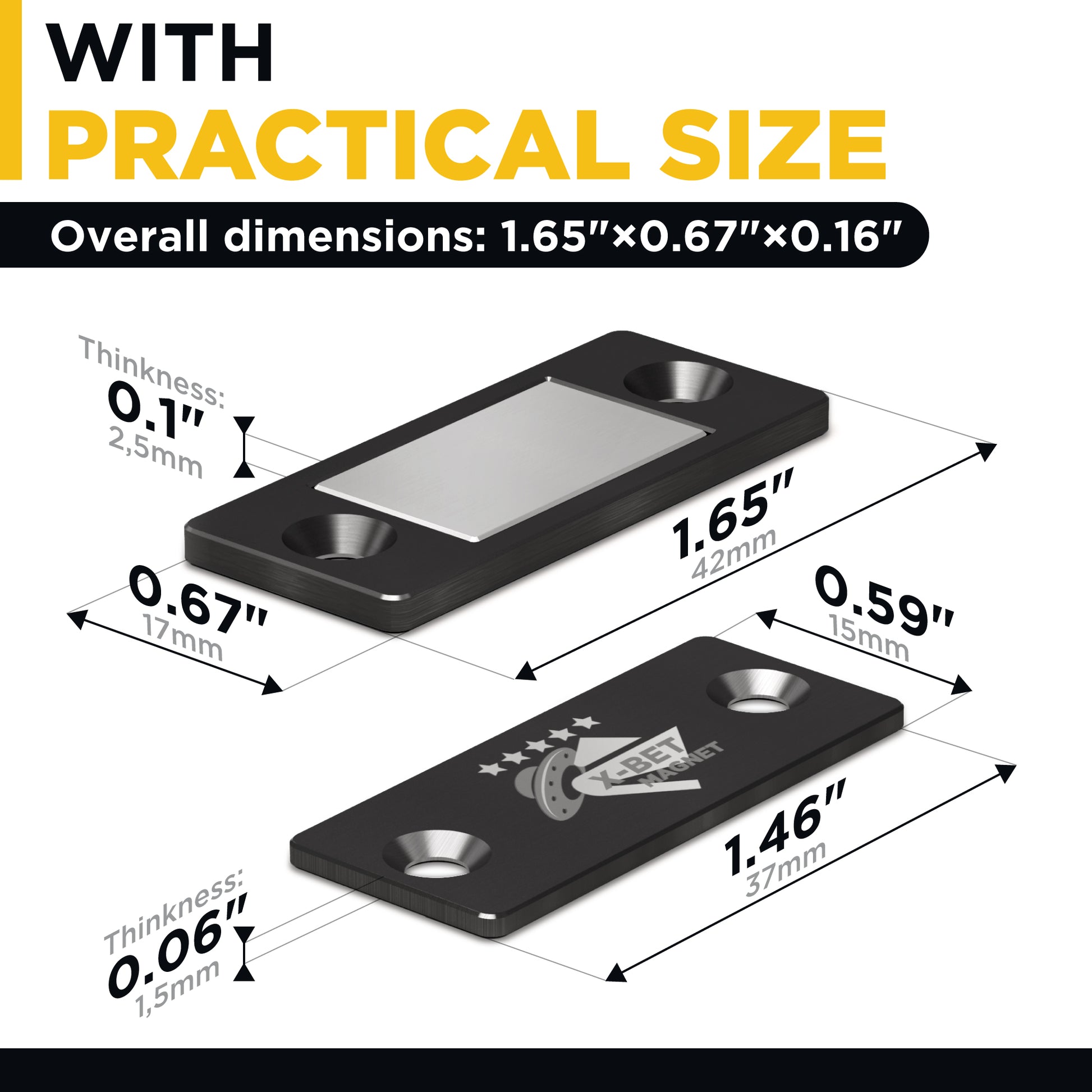 Magnetic Cabinet Door Catch Black - Thin Black Cabinet Magnets 4 PCs - Magnetic Door Latch - Drawer Magnets for Cabinet Doors