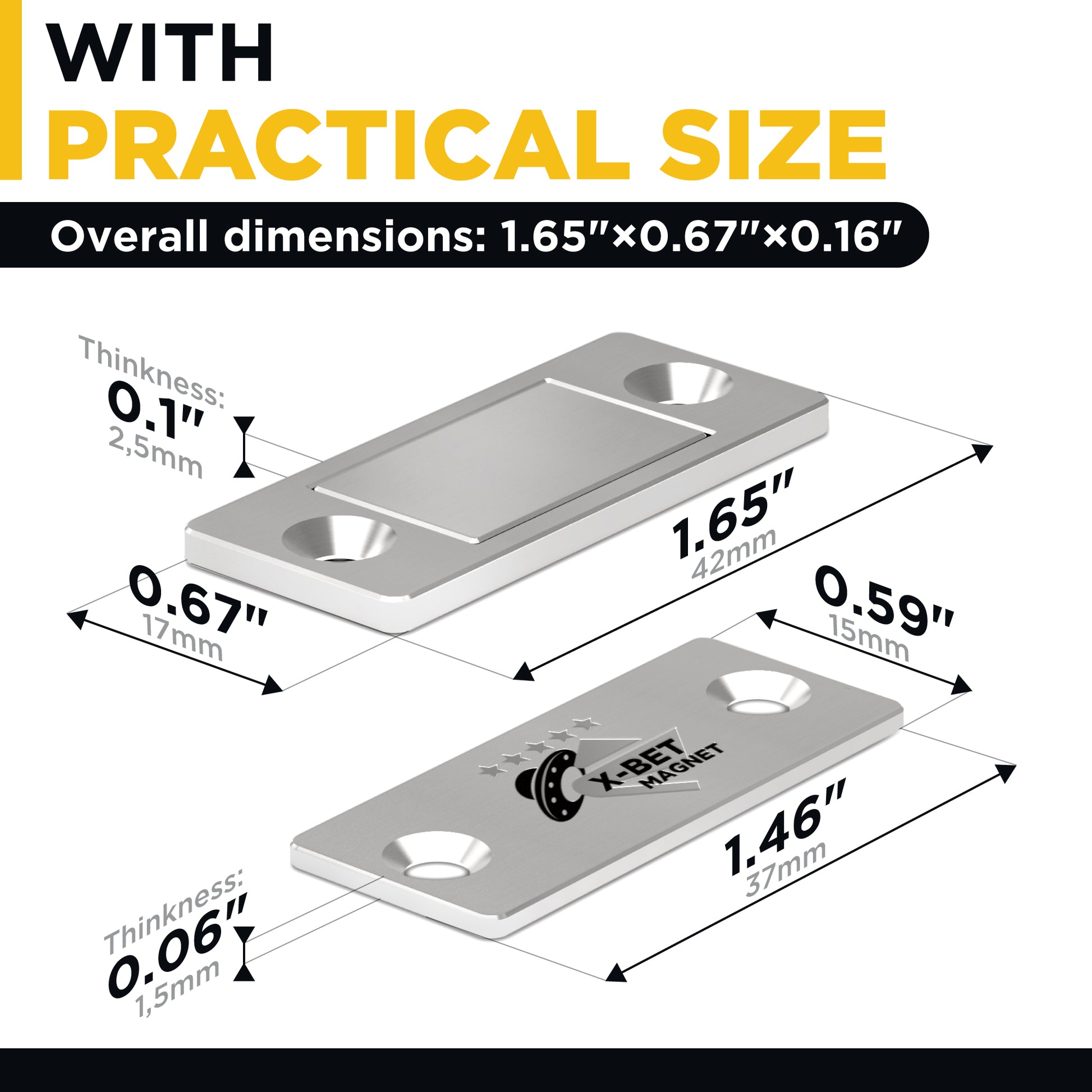 Magnetic Door Catch Silver - Thin Cabinet Door Magnetic Catch - Magnetic Door Latch - Drawer Magnet for Cabinet Closet Doors Cupboard Magnetic Closure
