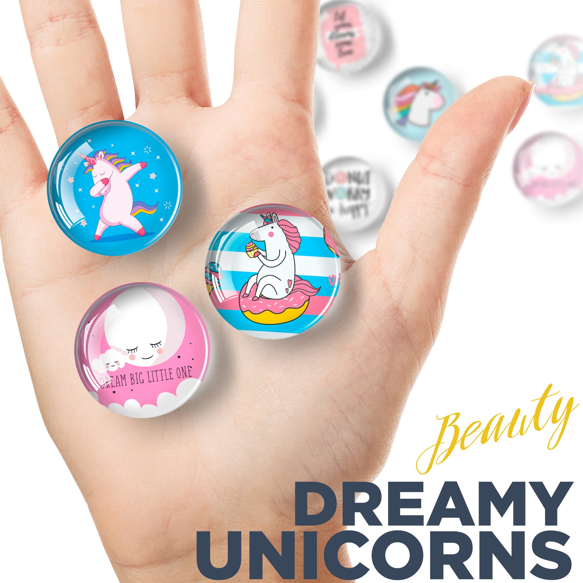 Unicorn Magnets for Fridge – Glass Decorative Magnets for Refrigerator 12 PCs – Funny Refrigerator Magnets for Kitchen and Whiteboard