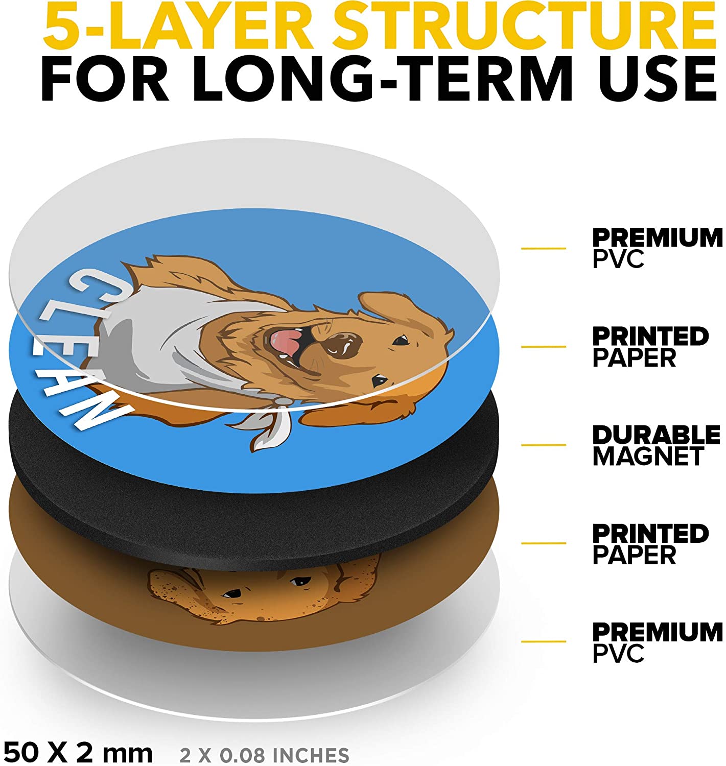 Clean Dirty Dishwasher Magnet Funny Golden Retriever - Waterproof and Double Sided Flip