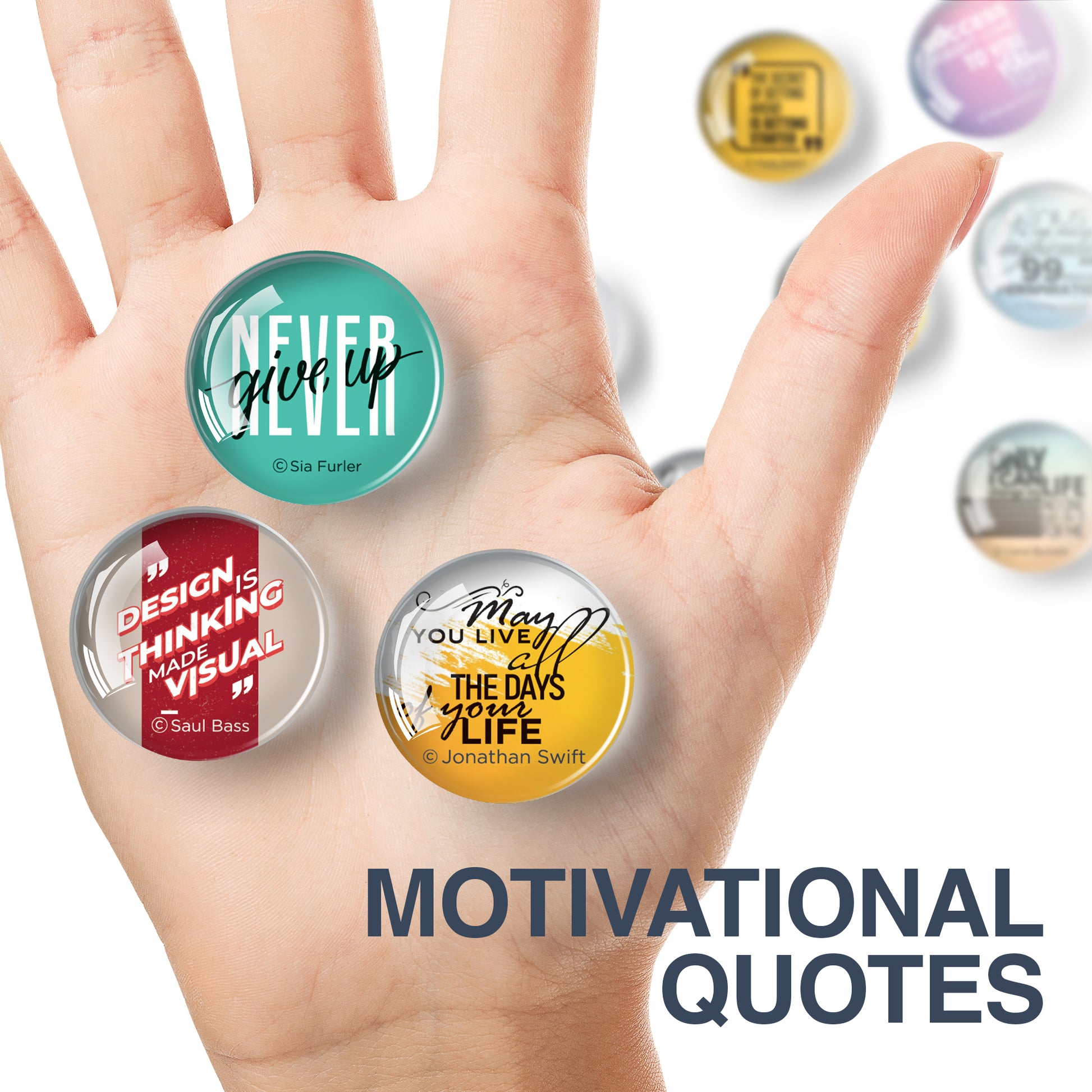 Cute Motivational Magnets - Decorative Magnets for Fridge and Whiteboard - Glass Magnets - 12 Pcs