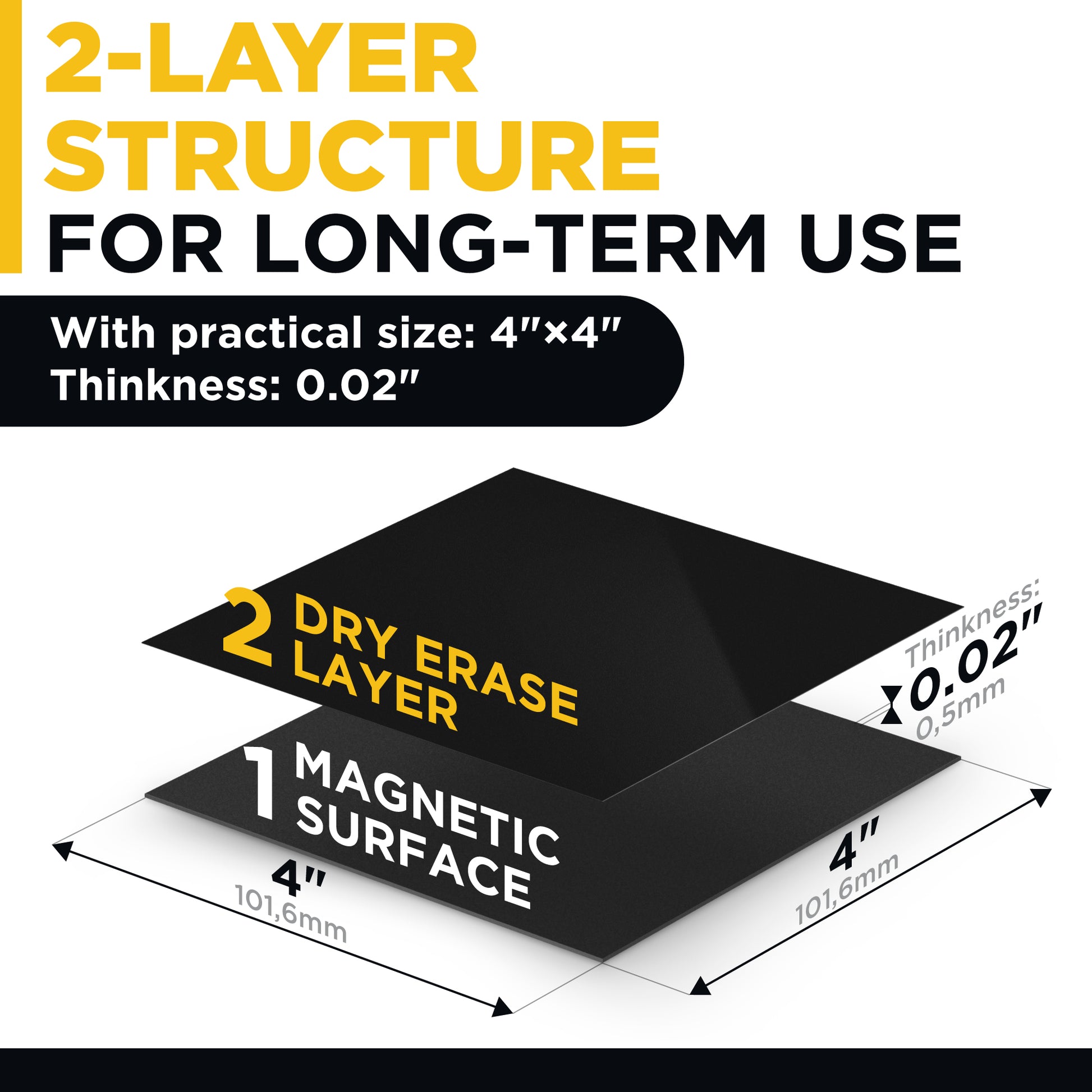 Black Dry Erase Magnetic Labels - Reusable Sticky Notes 10 PCs - Magnetic Notepads for Refrigerator - Dry Erase Magnetic Sheets - Blank Magnet Stickers to Write On