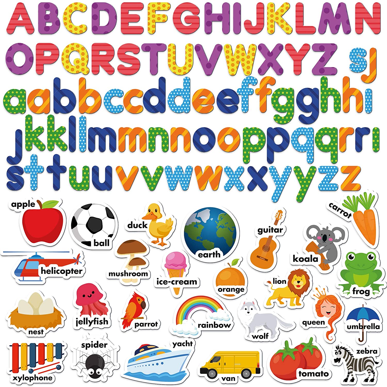 Alphabet Magnets for Fridge - Magnetic Letters and Foam Magnets for Toddlers - Farm Animals - Educational Toy - 104 PCs