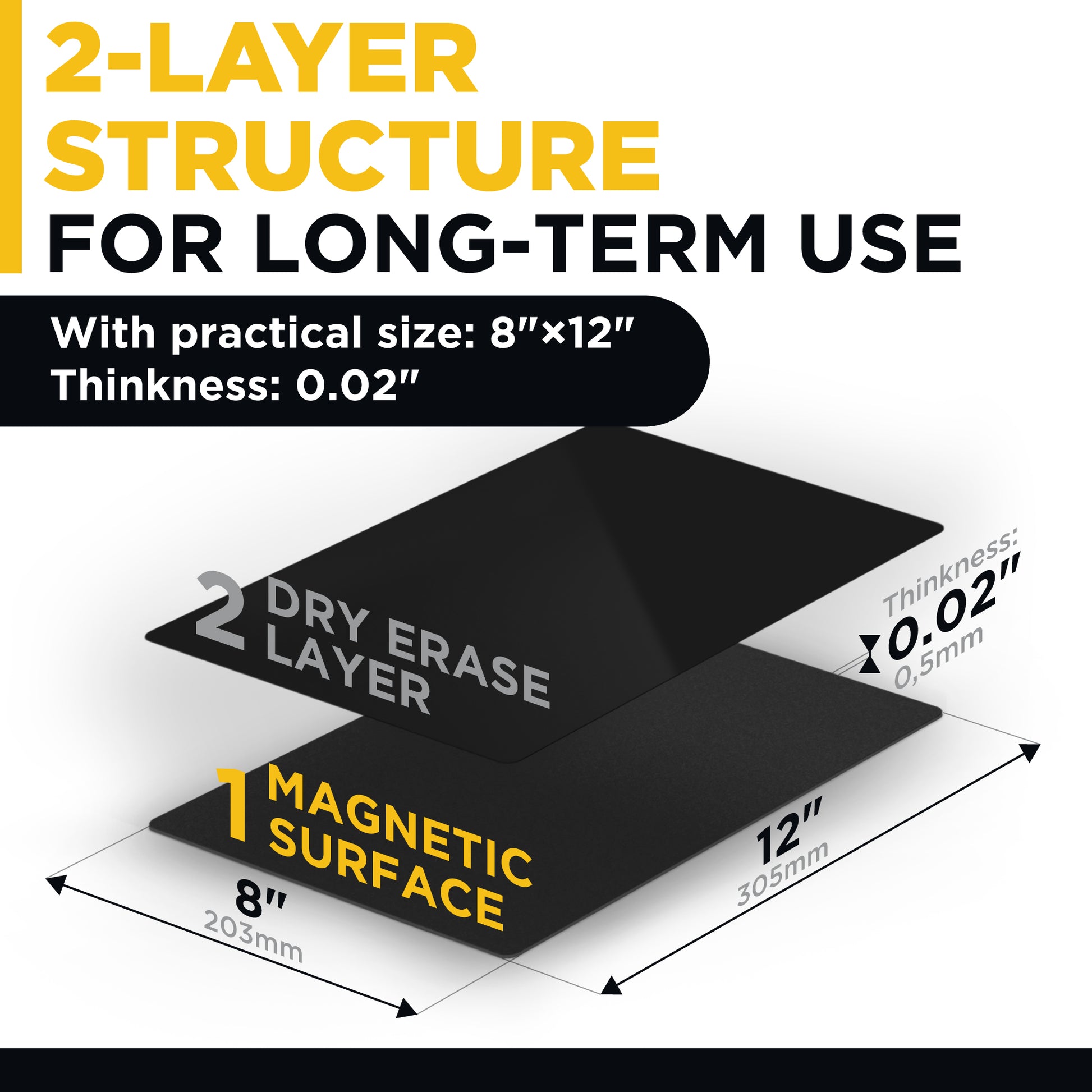 Black Dry Erase Sheet 12" x 8"