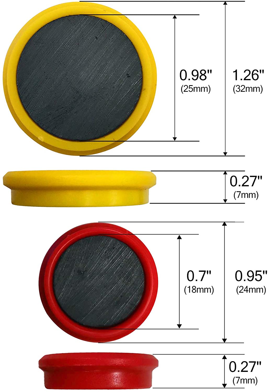 Round Magnets for Classroom - Fridge Magnets - Refrigerator Magnets for Whiteboard, Fridge and Locker - 20 PCs