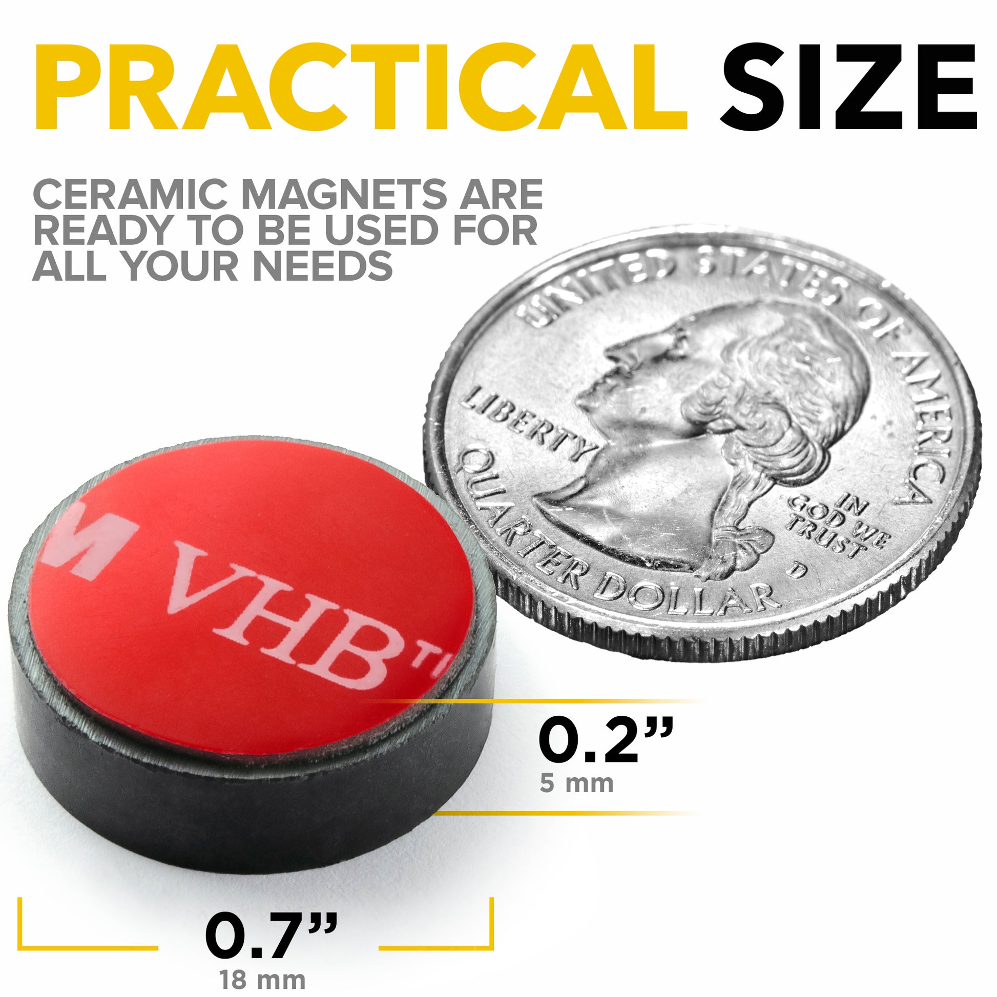 20 PCs Adhesive Ceramic Magnets - Ferrite Round Disc Magnets - Strong Sticky Magnets - X-bet MAGNET Dot Magnets