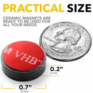 20 PCs Adhesive Ceramic Magnets - Ferrite Round Disc Magnets - Strong Sticky Magnets - X-bet MAGNET Dot Magnets