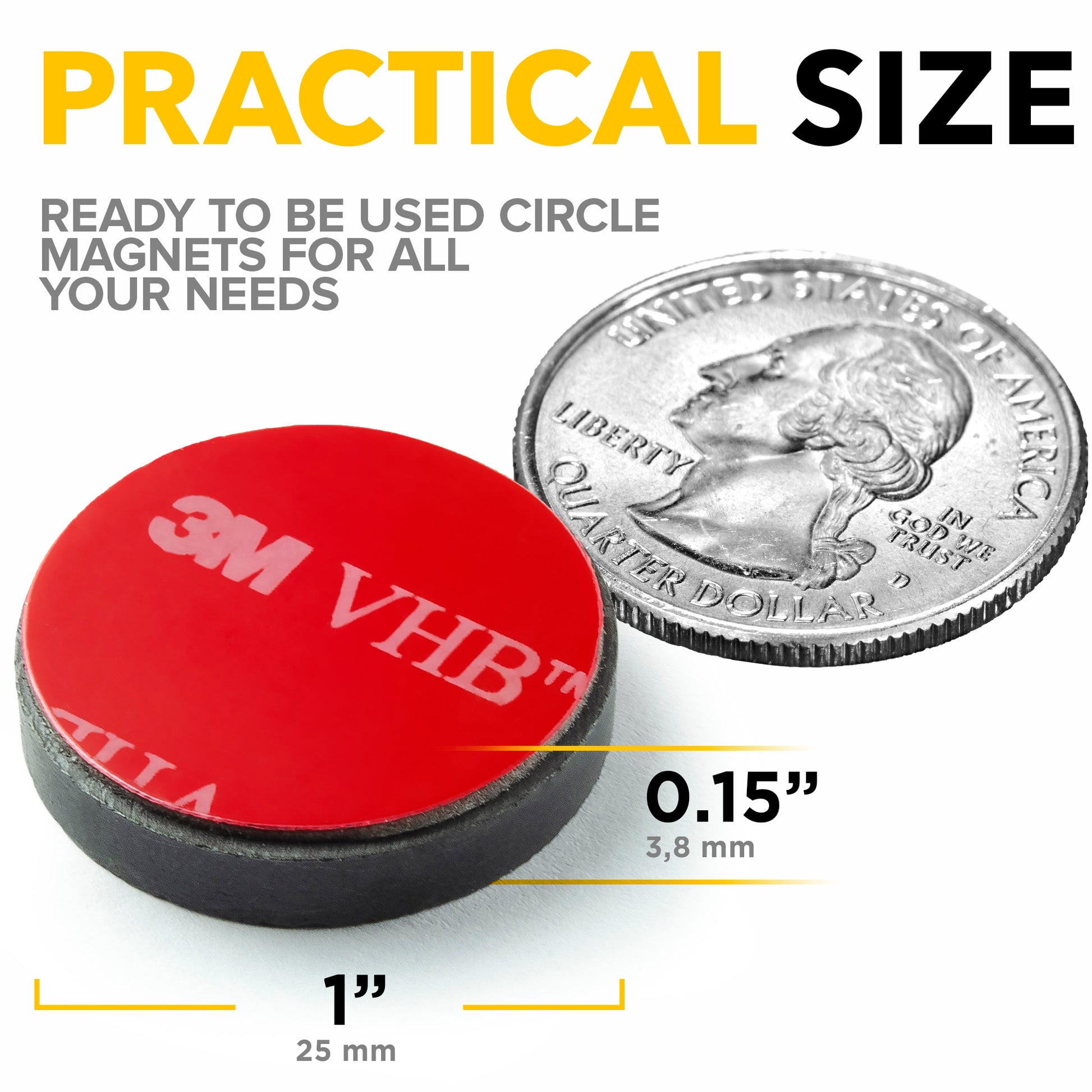 36 PCs Adhesive Magnets - Strong Round Magnets - Circle Ceramic Magnets Ideal for DIY, Craft, Kitchen