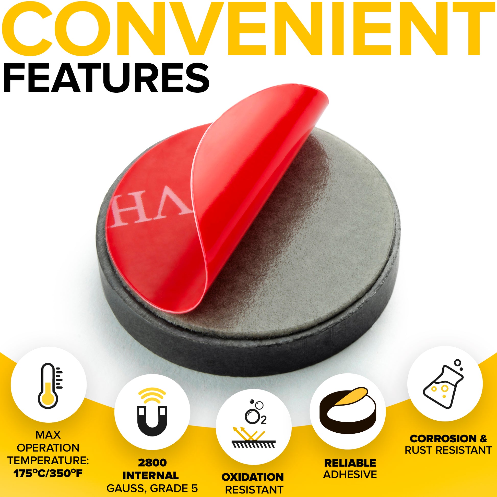 36 PCs Adhesive Magnets - Strong Round Magnets - Circle Ceramic Magnets Ideal for DIY, Craft, Kitchen