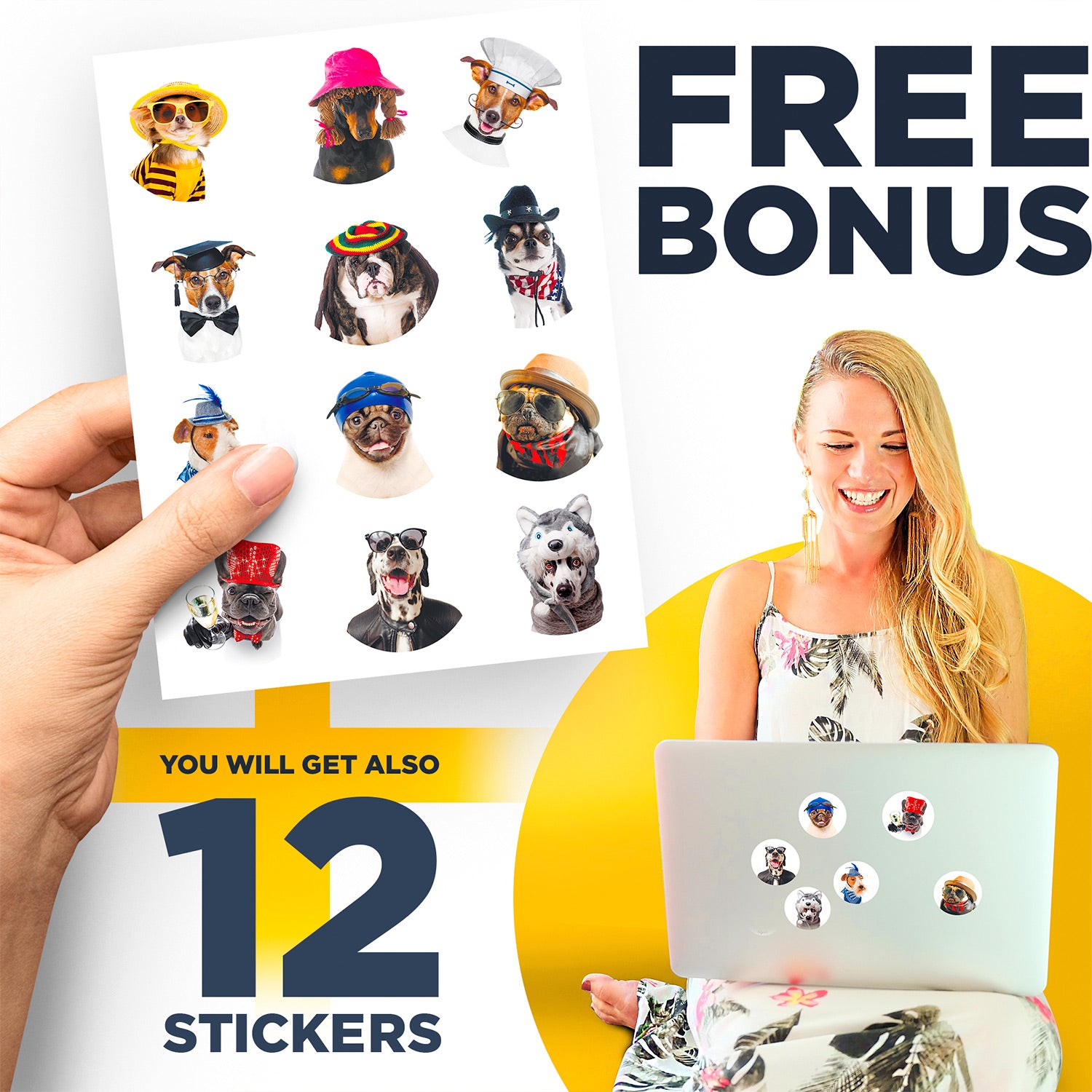 Funny Dogs Decorative Magnets - Cute Fridge Magnets - Decorative Magnets for Whiteboard - Small Round Magnets - 12 Pcs