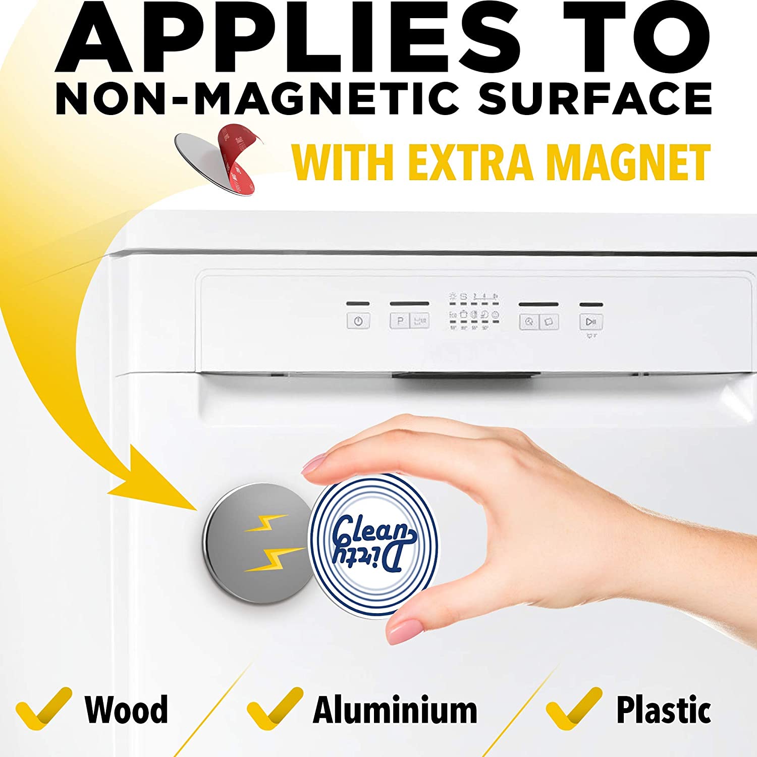 Dishwasher Magnet Clean Dirty Sign Indicator - Double Sided Flip - Kitchen Magnets - Magnet for Dishwasher