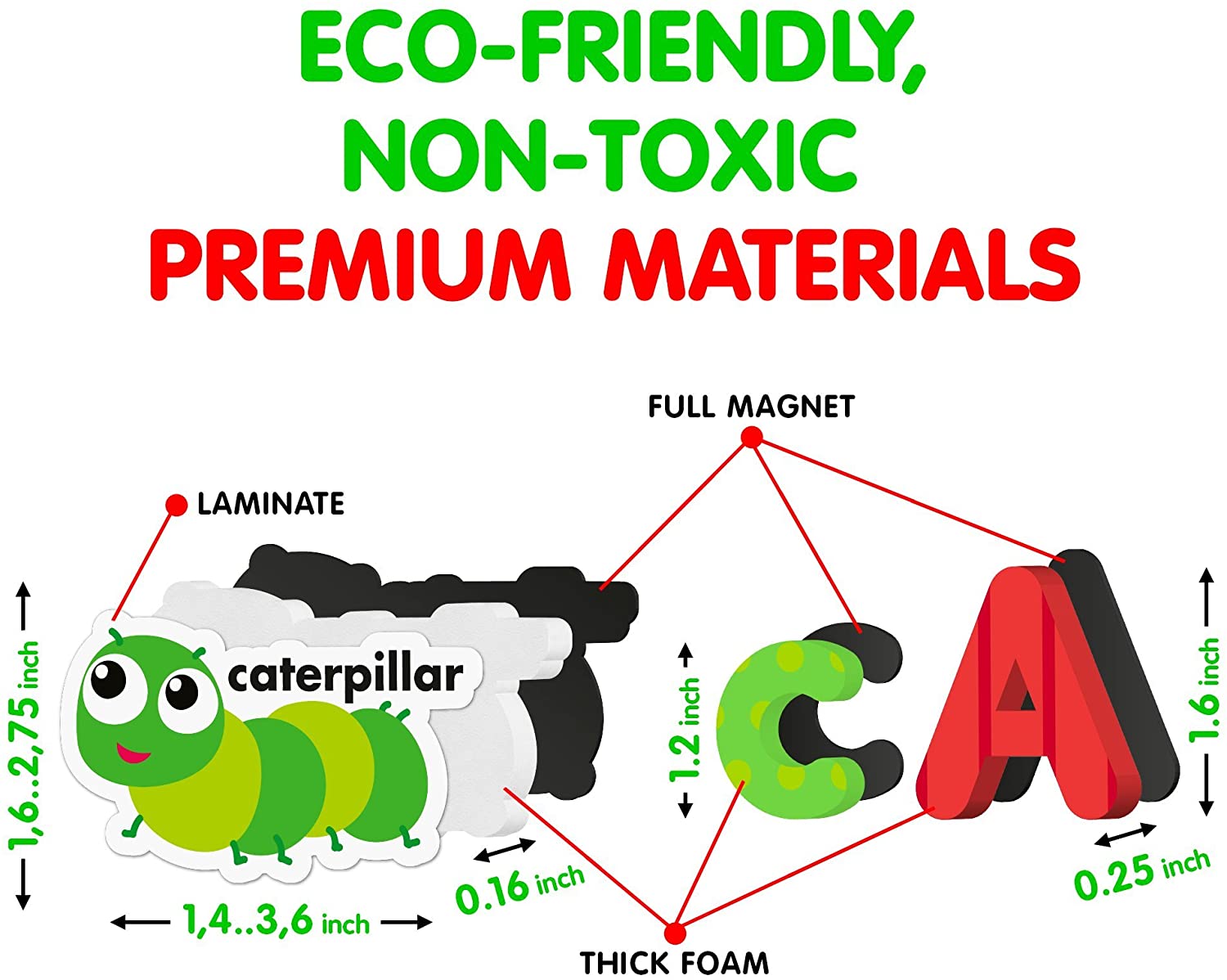 Alphabet Magnets for Fridge - Magnetic Letters and Foam Magnets for Toddlers - Farm Animals - Educational Toy - 104 PCs