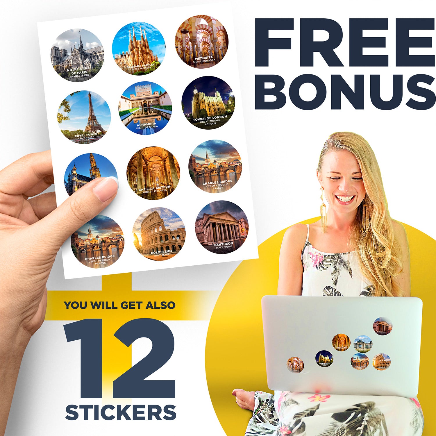 European Landmarks Magnets - Decorative Magnets for Kitchen and Whiteboard - Fridge Magnets Cute Cities - Funny Refrigerator Magnets - 12 Pcs UK
