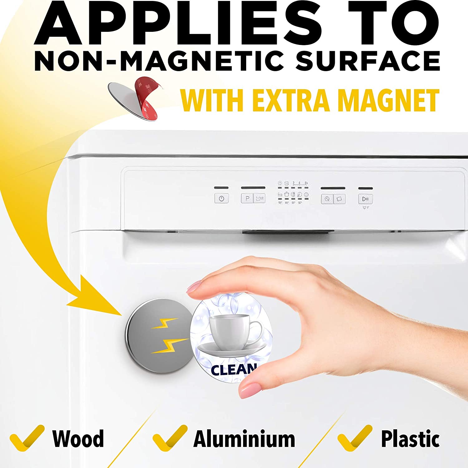Dishwasher Magnet Clean/Dirty Sign - Strongest Magnet Double Sided Flip - Kitchen Magnet - Magnet for Dish Washer