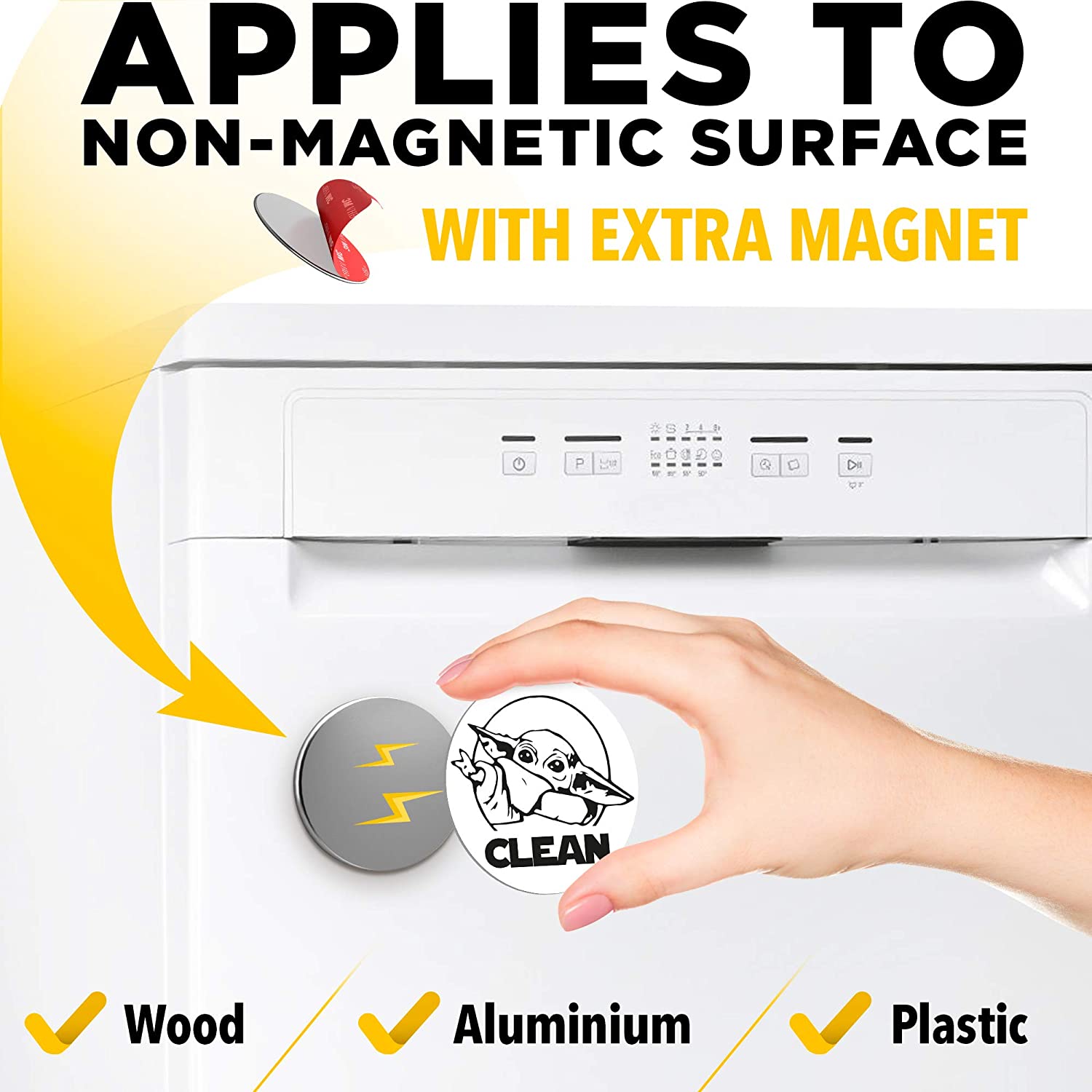 Double Sided Clean Dirty Dishwasher Magnet - Dishwasher Magnet Clean Dirty Sign Indicator - Kitchen Magnet for Dish Washer