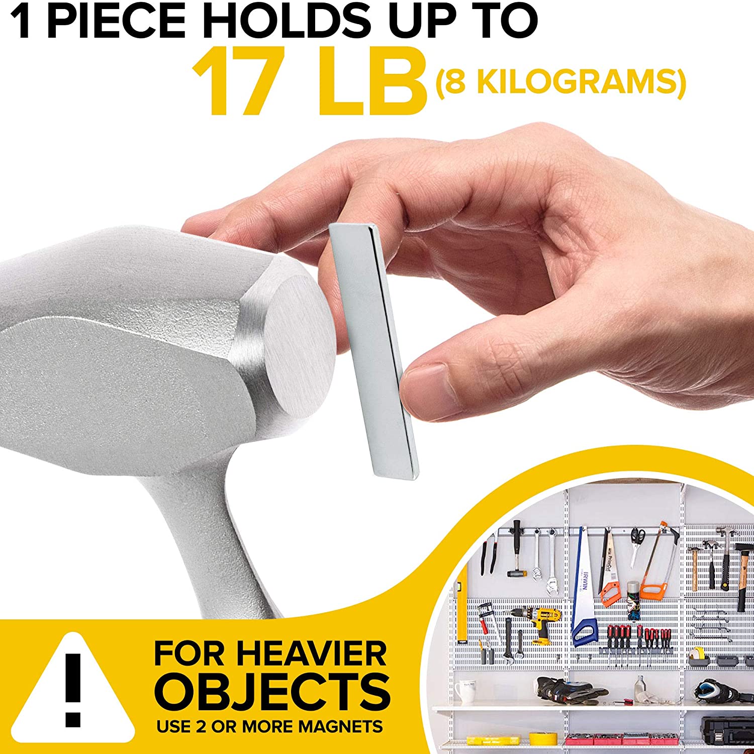 Neodymium Bar Magnets - Rare Earth Magnets Super Strong - N52 Grade (Ndfeb) - 2 Block Magnets in Box UK