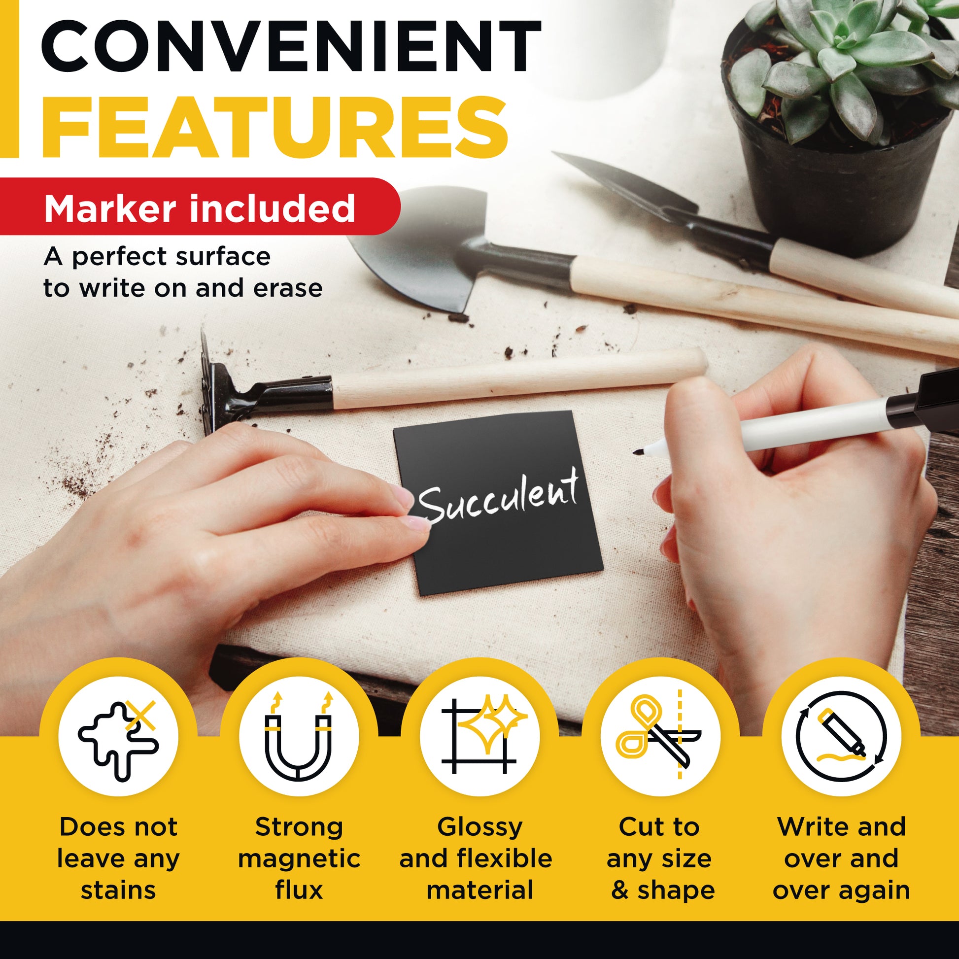 Black Dry Erase Magnetic Labels - Reusable Sticky Notes 10 PCs - Magnetic Notepads for Refrigerator - Dry Erase Magnetic Sheets - Blank Magnet Stickers to Write On