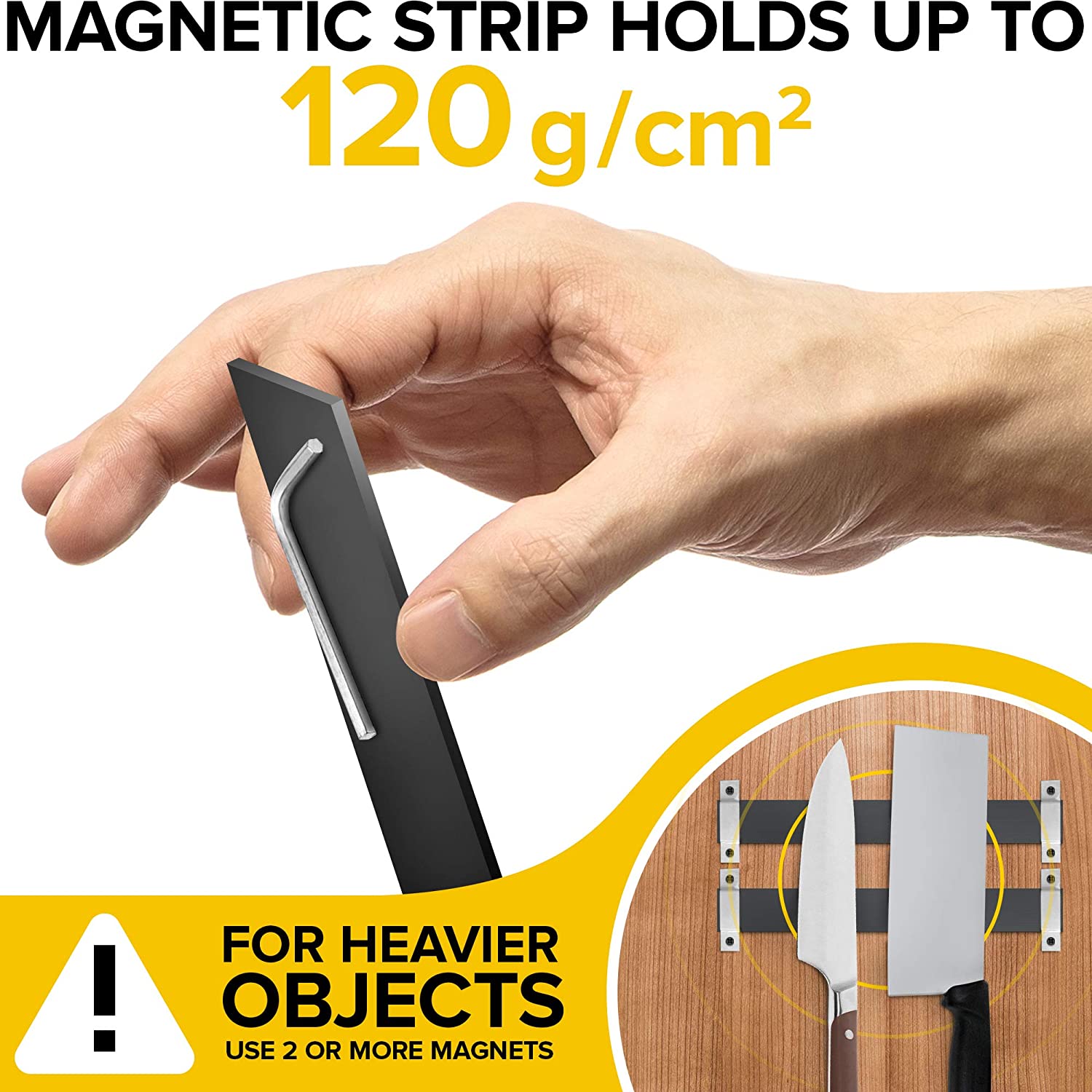 Magnetic Knife Strip - Knife Magnetic Strip with Adhesive Backing - Magnetic Knife Holder - Knife Rack - Kitchen Utensil