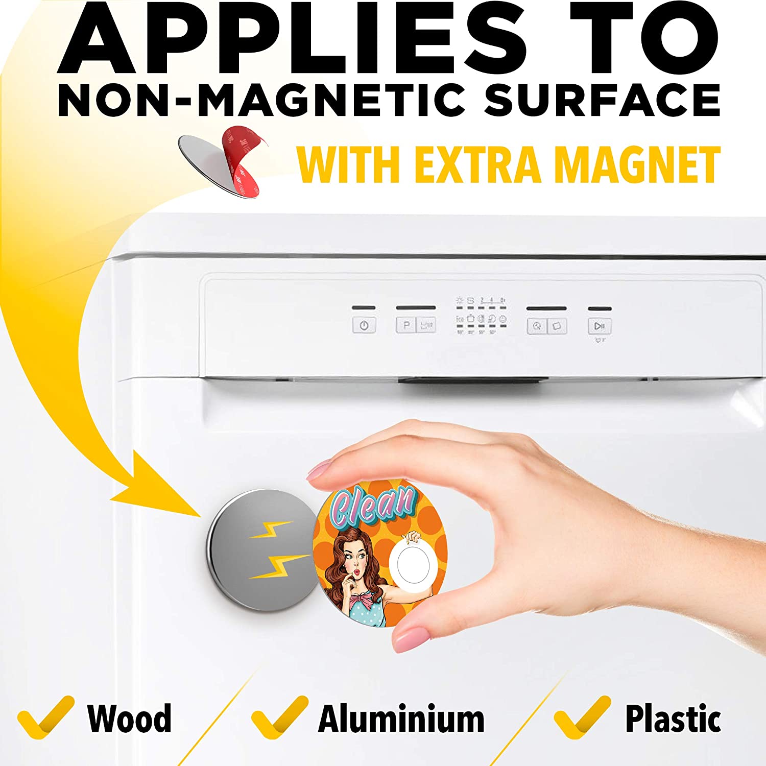 Clean Dirty Dishwasher Magnet Sign Retro Pinup - Creative Gifts for Women and Men  UK- Funny Gifts - Housewarming Gifts New Home