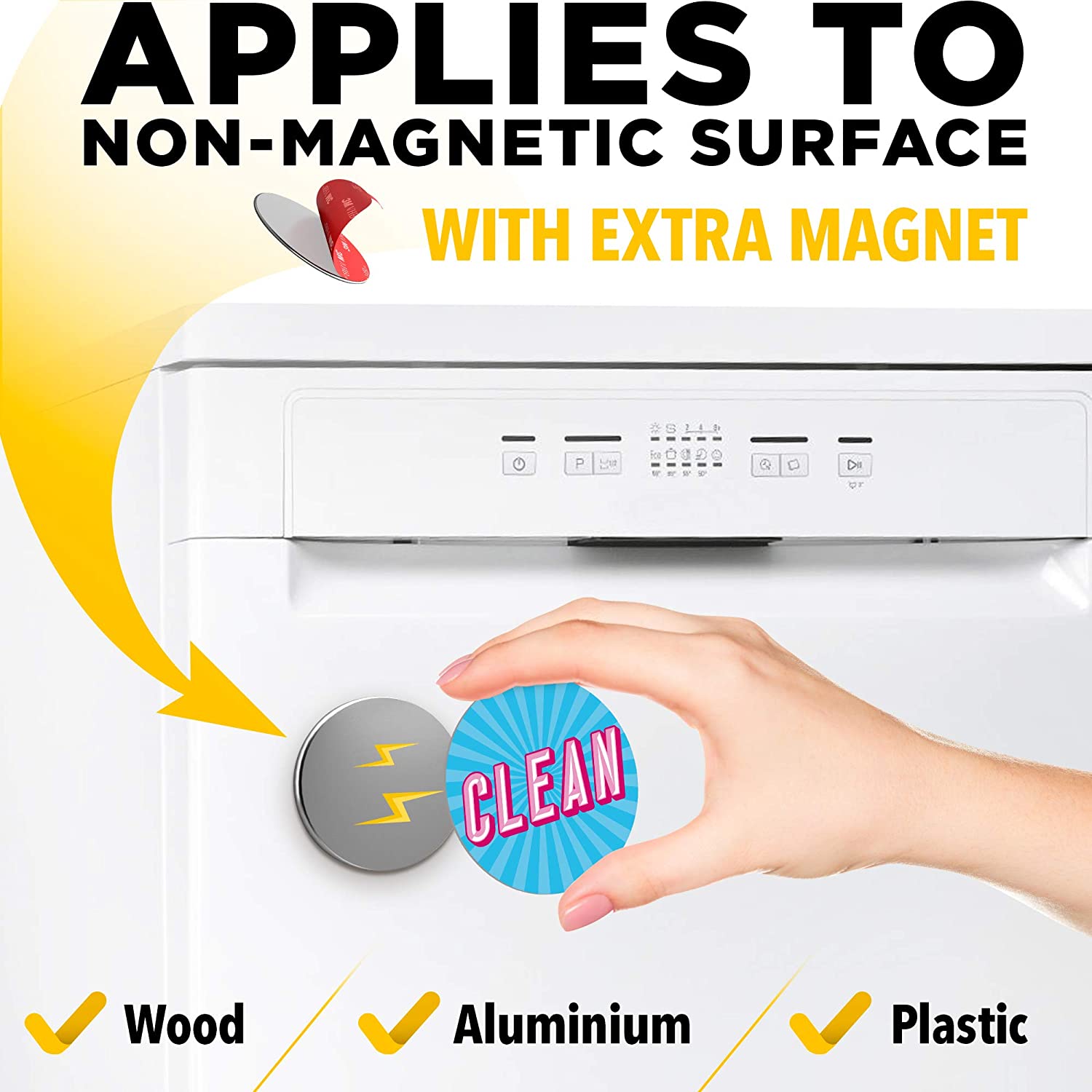 Clean Dirty Dishwasher Magnet - Funny Kitchen Gifts for Mom from Daughter and Son - Round Magnets