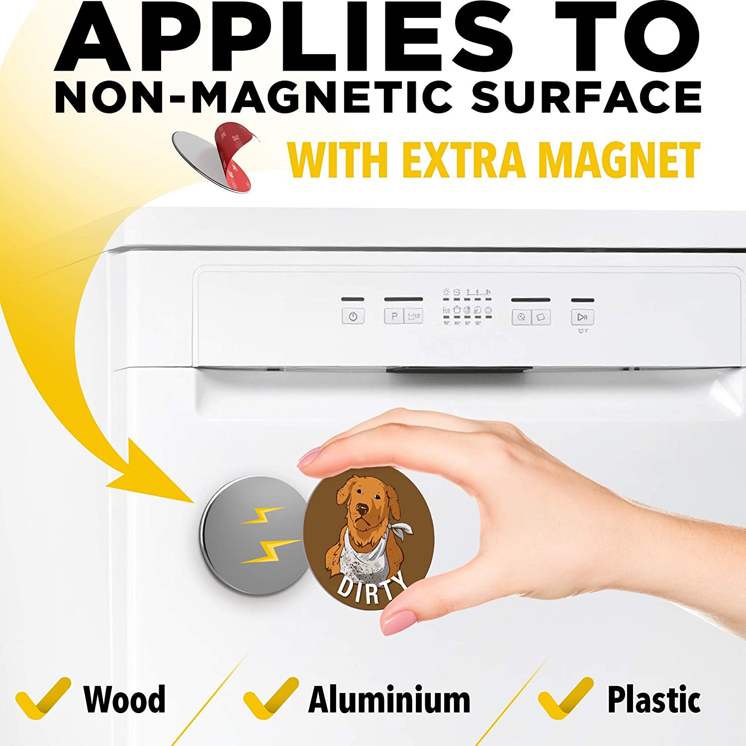 Clean Dirty Dishwasher Magnet Funny Golden Retriever - Waterproof and Double Sided Flip