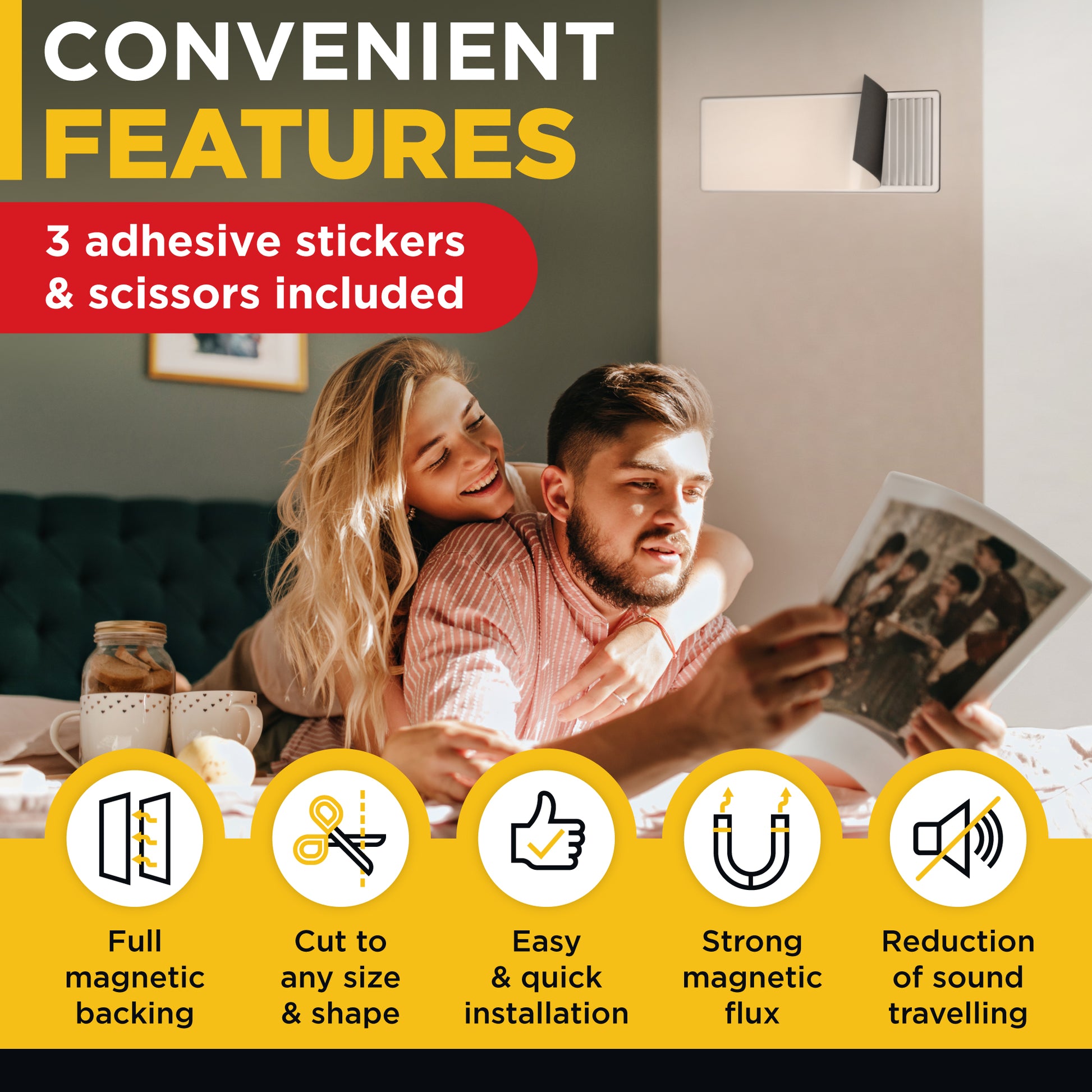 Magnetic Air Vent Cover 5.5 inch x 12 inch - AC Vent Cover - Strong Flexible Magnet Vent Covers  - Vent Blockers