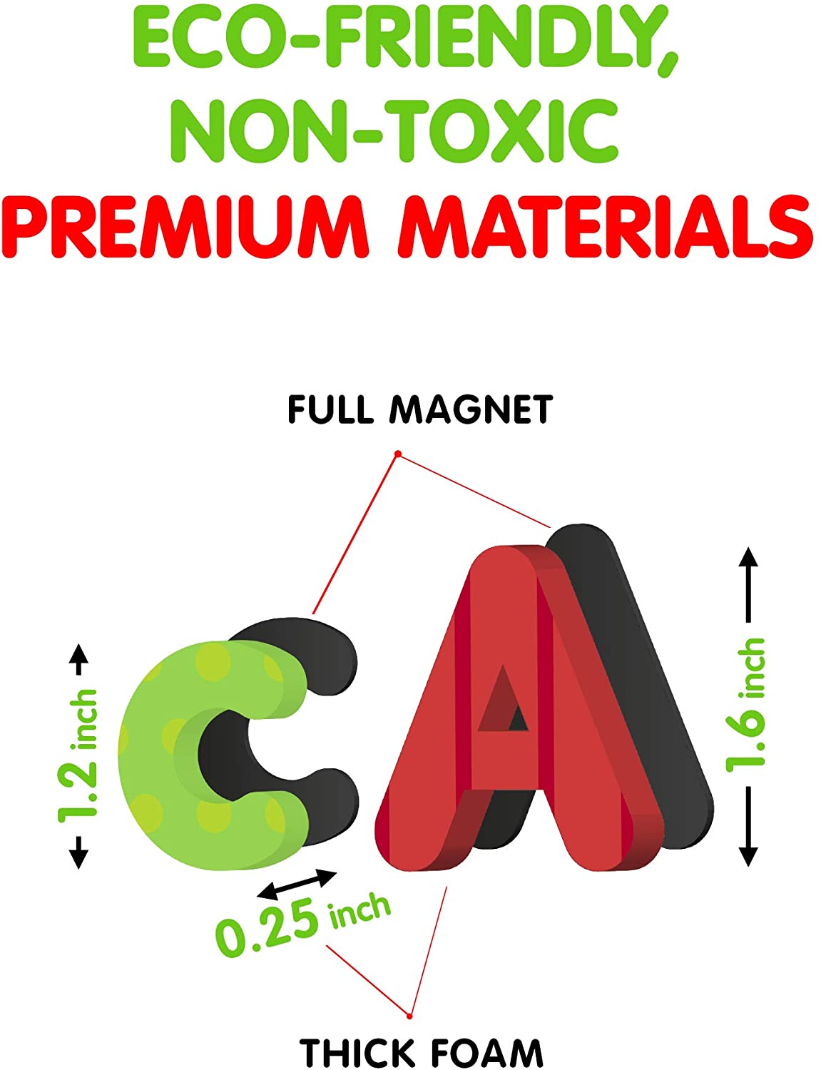 104 PCs Premium Foam Magnetic Letters - ABC Magnets - Alphabet Magnets for Toddlers and Kids
