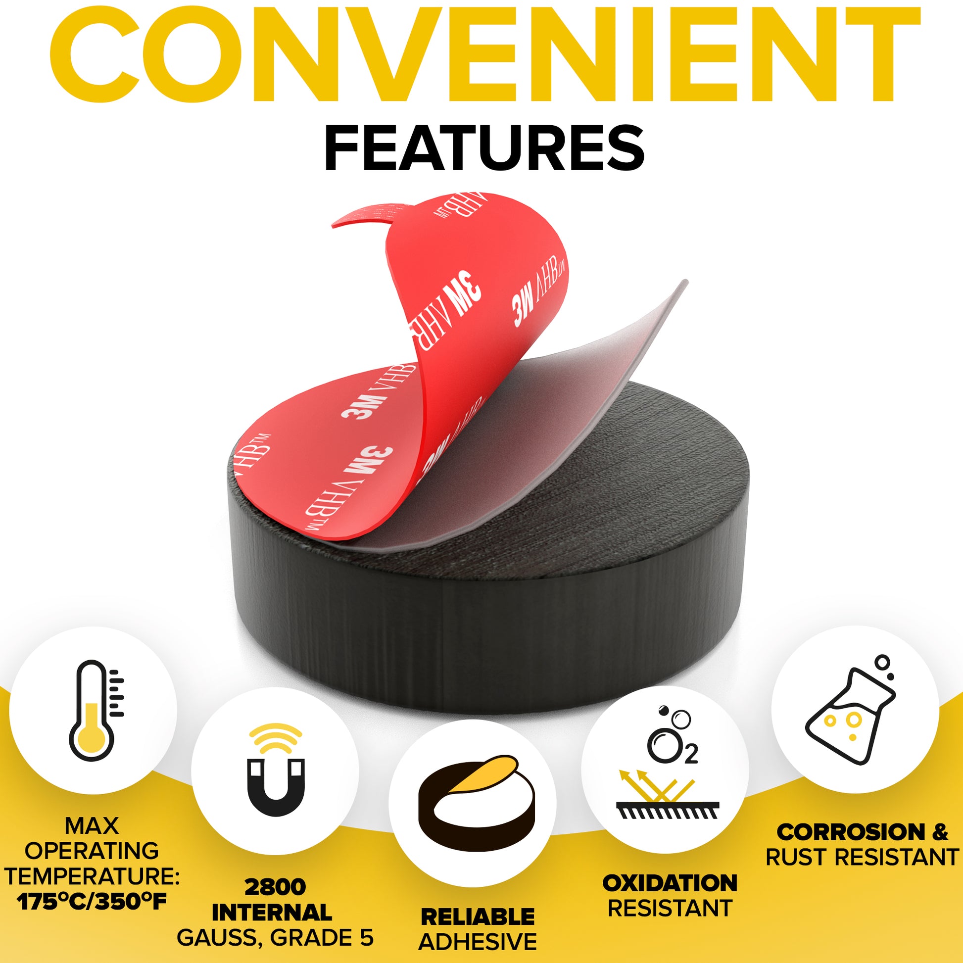 20 PCs Adhesive Ceramic Magnets - Ferrite Round Disc Magnets - Strong Sticky Magnets - X-bet MAGNET Dot Magnets