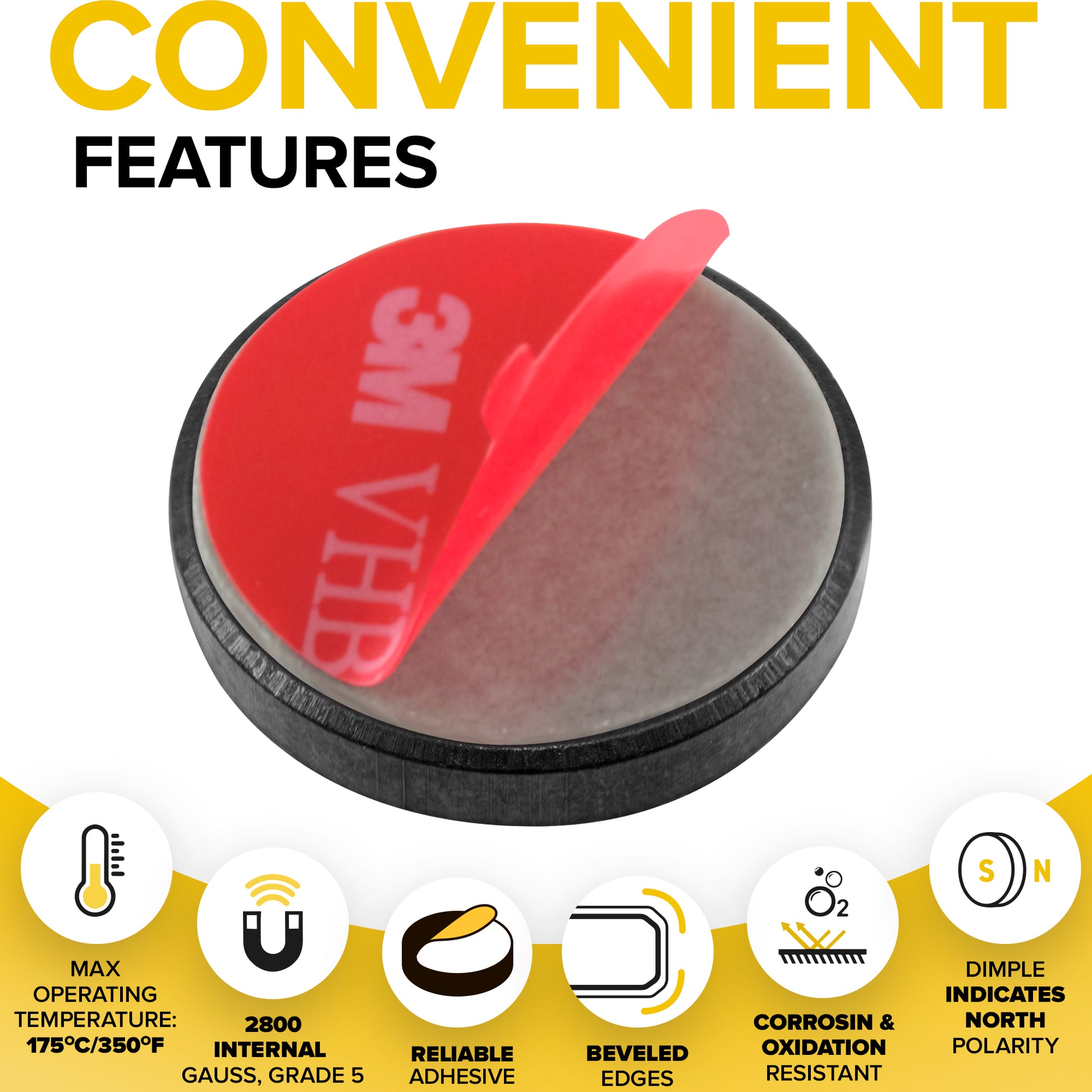 18pcs Circle Ceramic Magnets with Adhesive Backing - Disc Magnets with 3m Adhesive Dots - Ferrite Craft&DIY Magnets