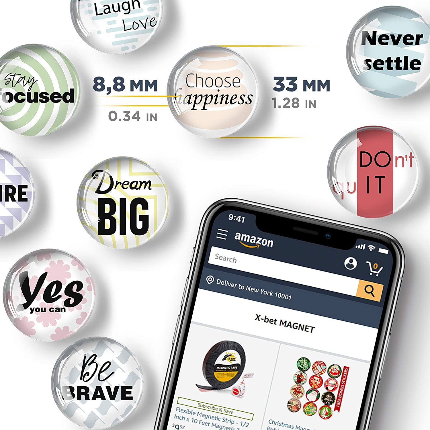 Glass Inspirational Magnets for Fridge - Motivational Magnets - Funny Refrigerator Magnets - Decorative Magnets for Whiteboard UK