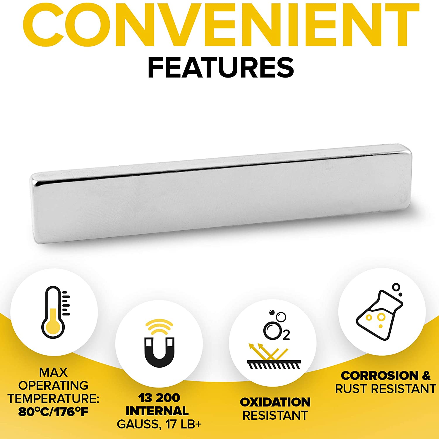 Neodymium Bar Magnets - Rare Earth Magnets Super Strong - N52 Grade (Ndfeb) - 2 Block Magnets in Box UK