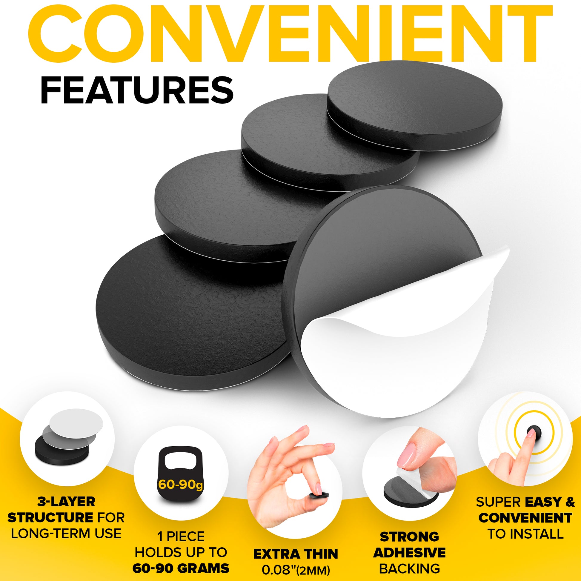 Magnetic Dots - Round Magnets with Adhesive Backing - Flexible Self Adhesive Magnets for Crafts – 30 PCs