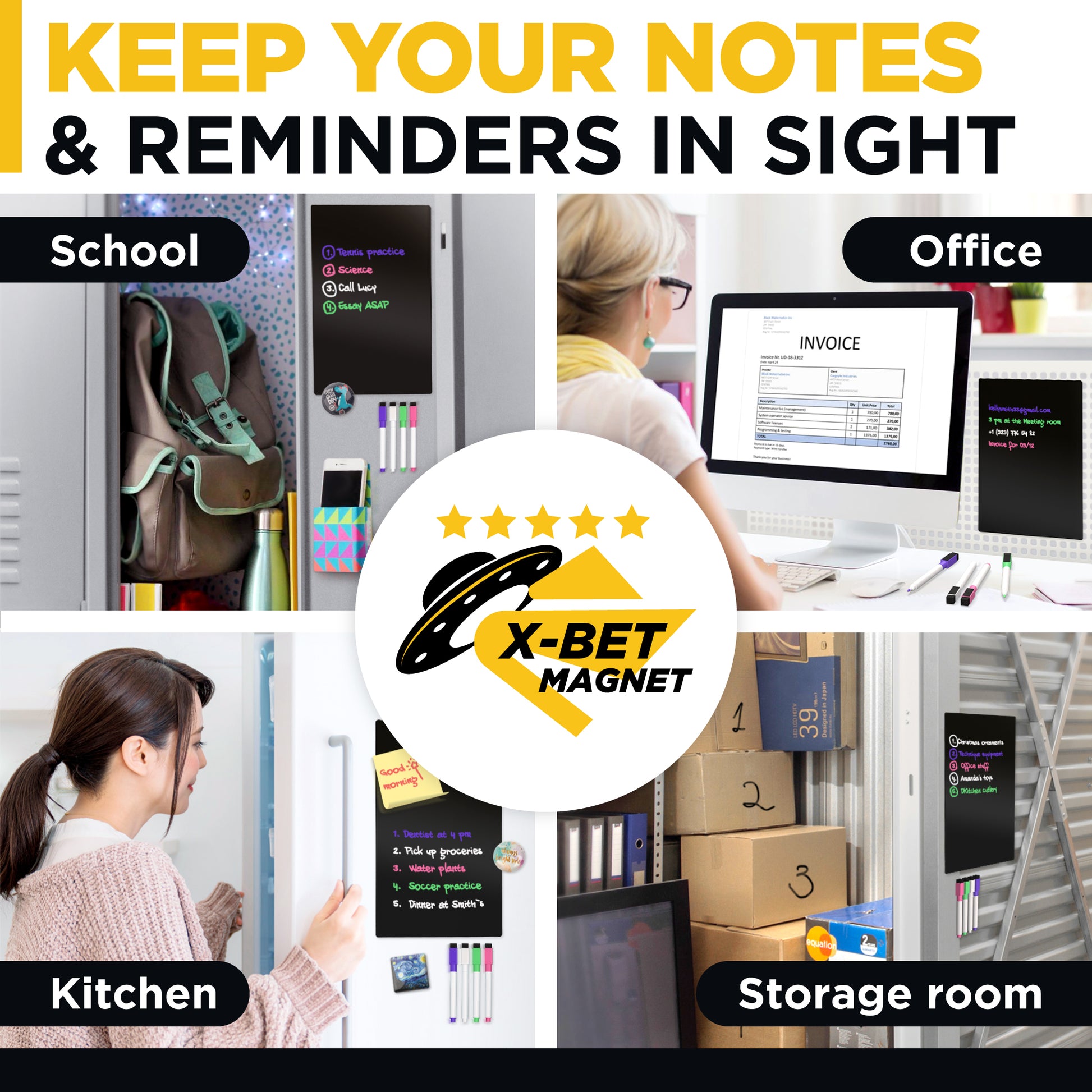 Black Dry Erase Sheet 12" x 8"