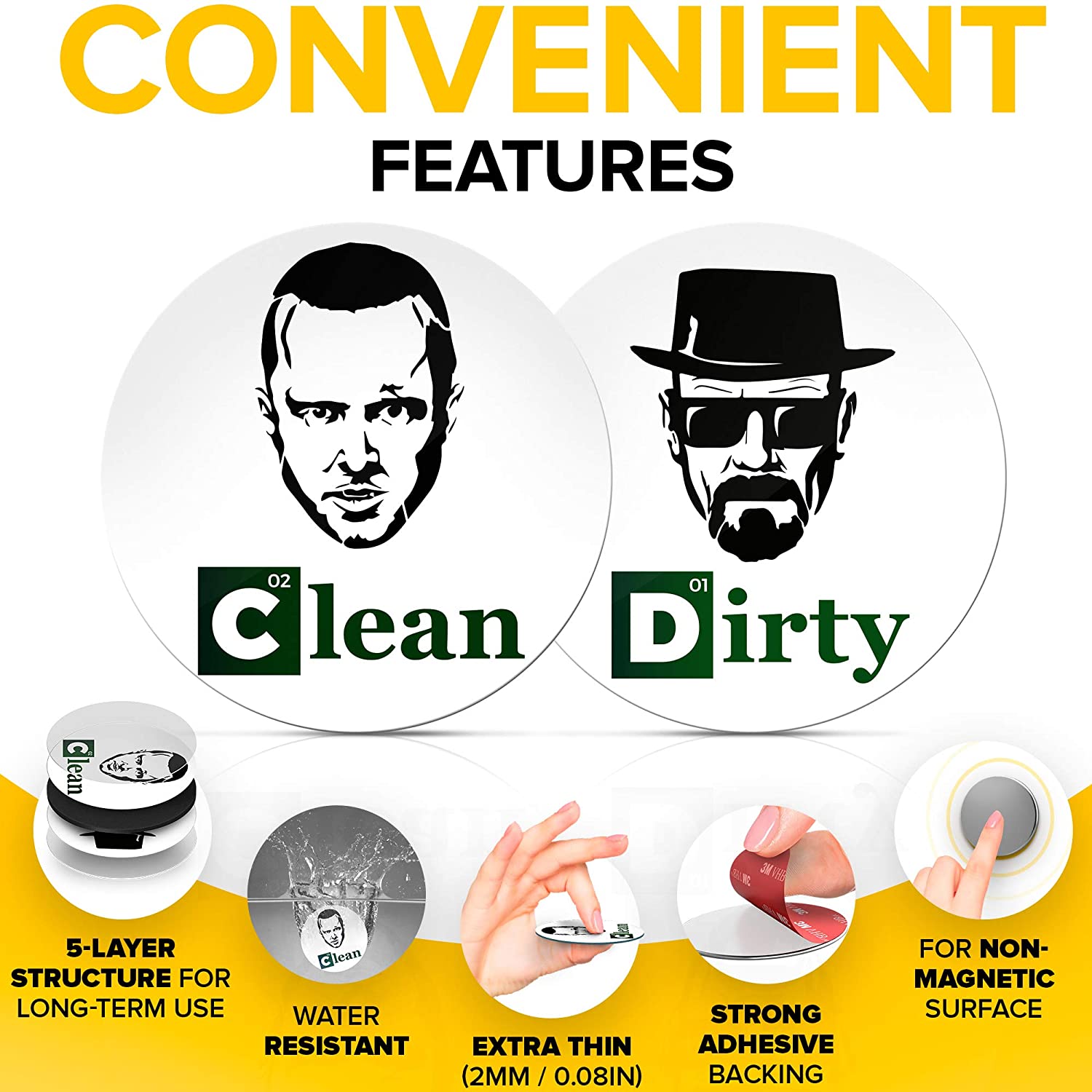 Clean/Dirty Dishwasher Magnet - Great Husband Birthday Gifts from Wife, Gifts for Dad and Mom from Son and Daughter