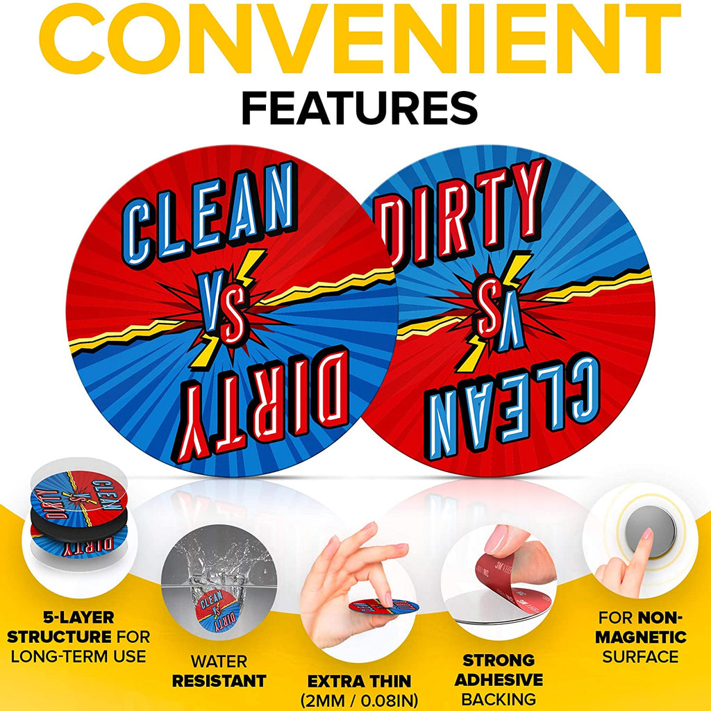 Clean Dirty Dishwasher Magnet Funny Comics Sign - Gifts for Mom from Son and Daughter - Housewarming Gifts New Home