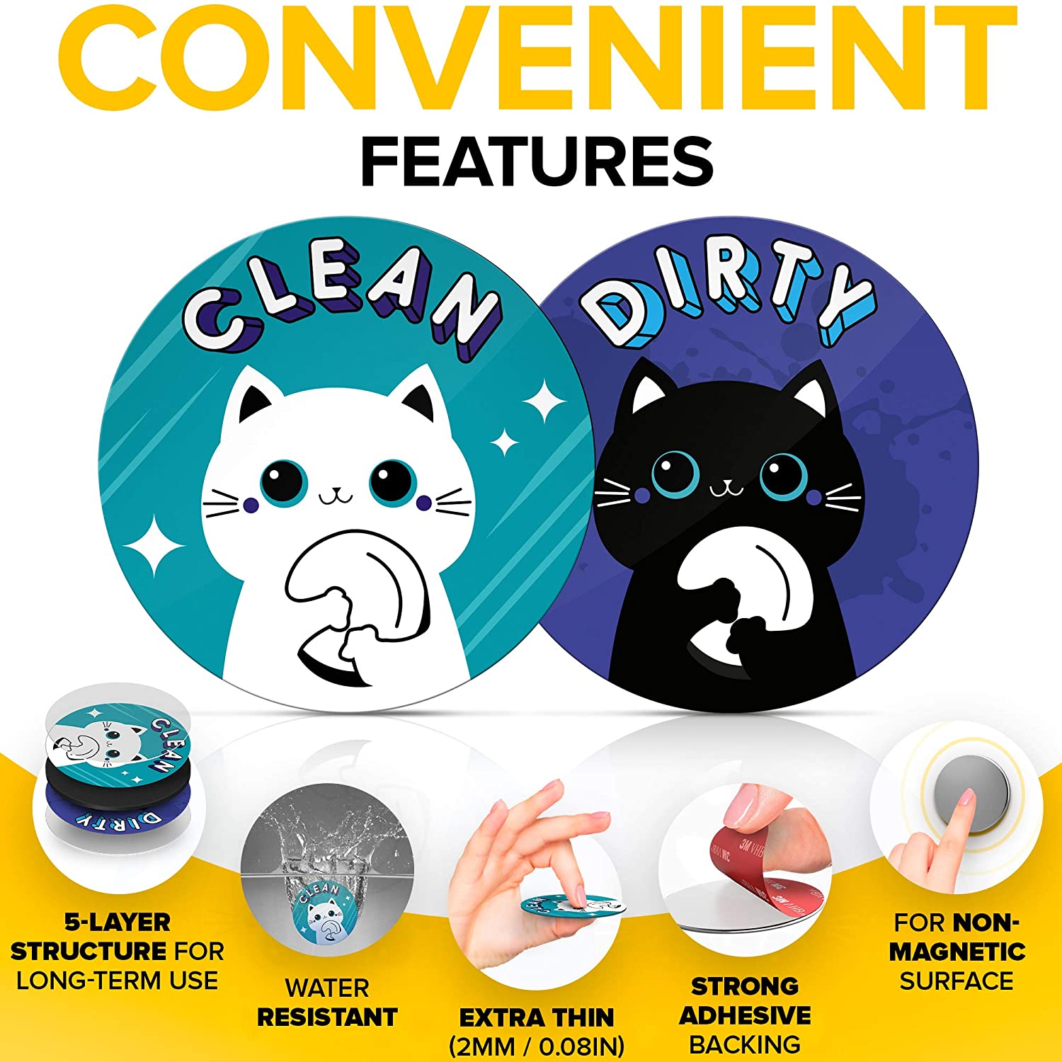 Clean Dirty Dishwasher Magnet Funny Cat - Dishwasher Magnet Clean Dirty Funny Flip - Kitchen Gift